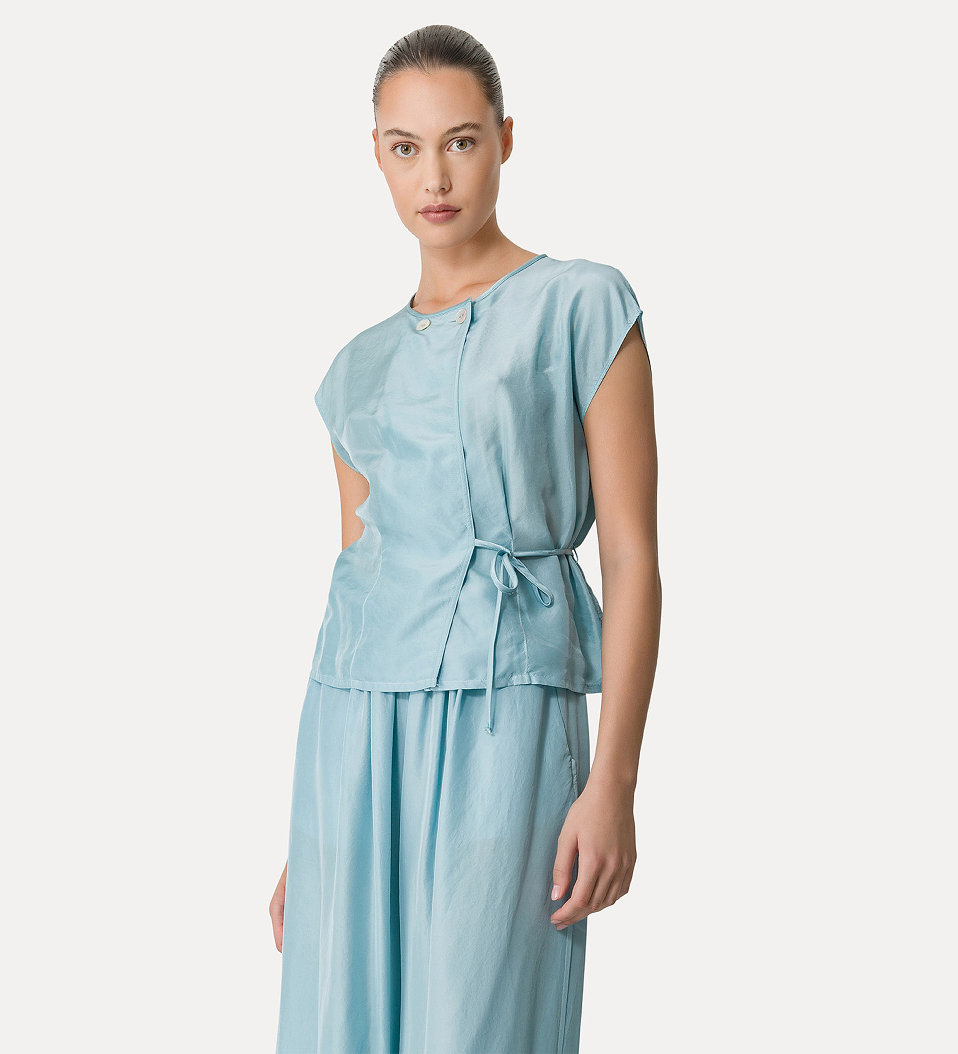 wrapover top in silk | forte_forte