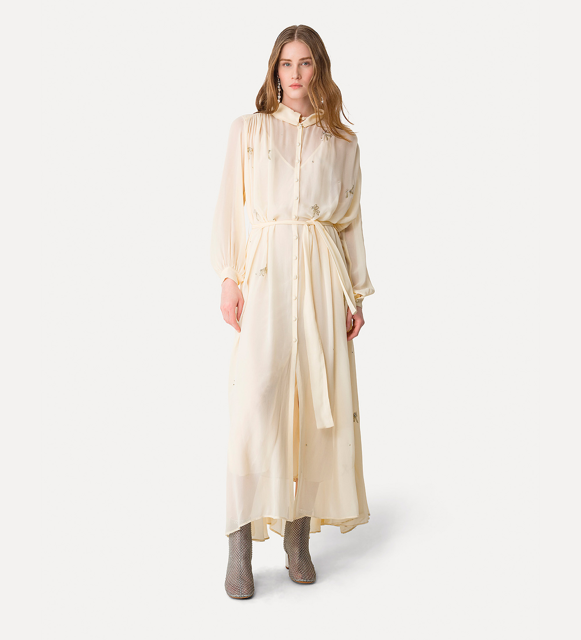 dress in georgette with “carrousel des sylphes” embroidery | forte_forte
