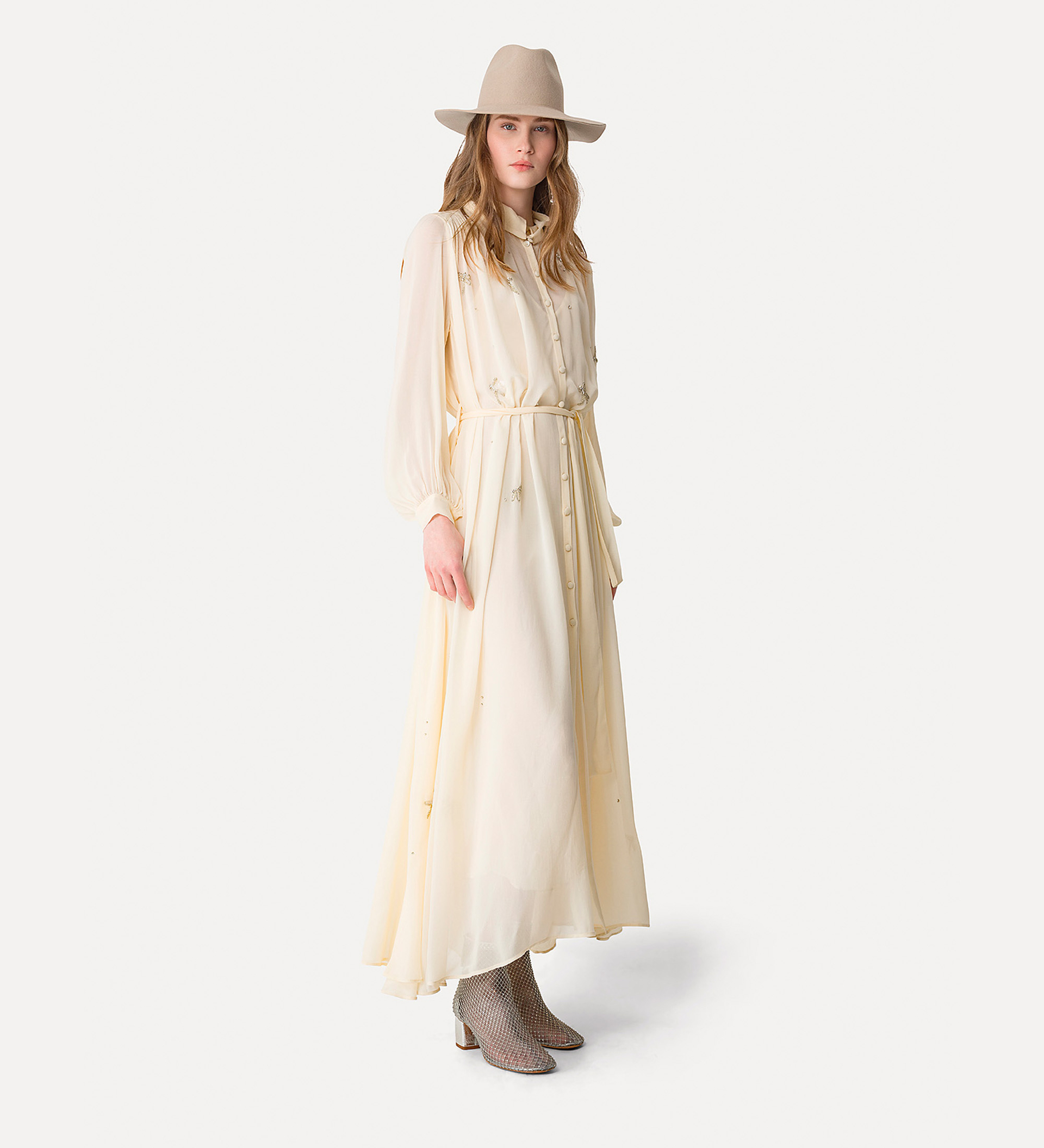 dress in georgette with “carrousel des sylphes” embroidery | forte_forte