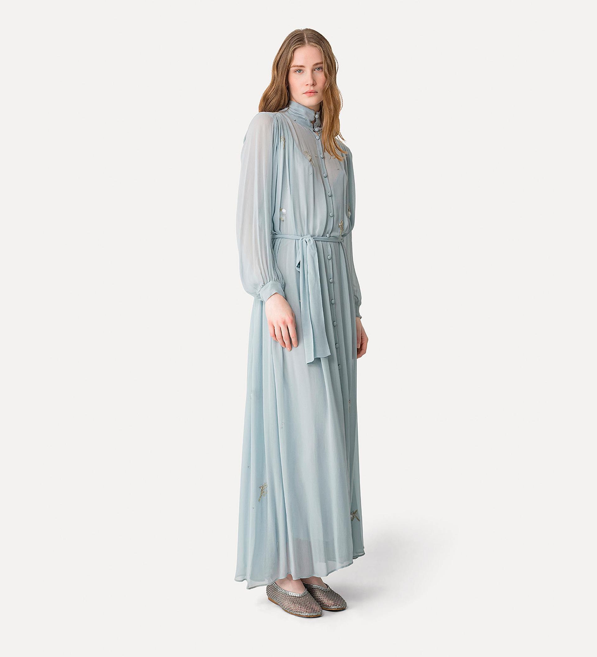 dress in georgette with “carrousel des sylphes” embroidery | forte_forte