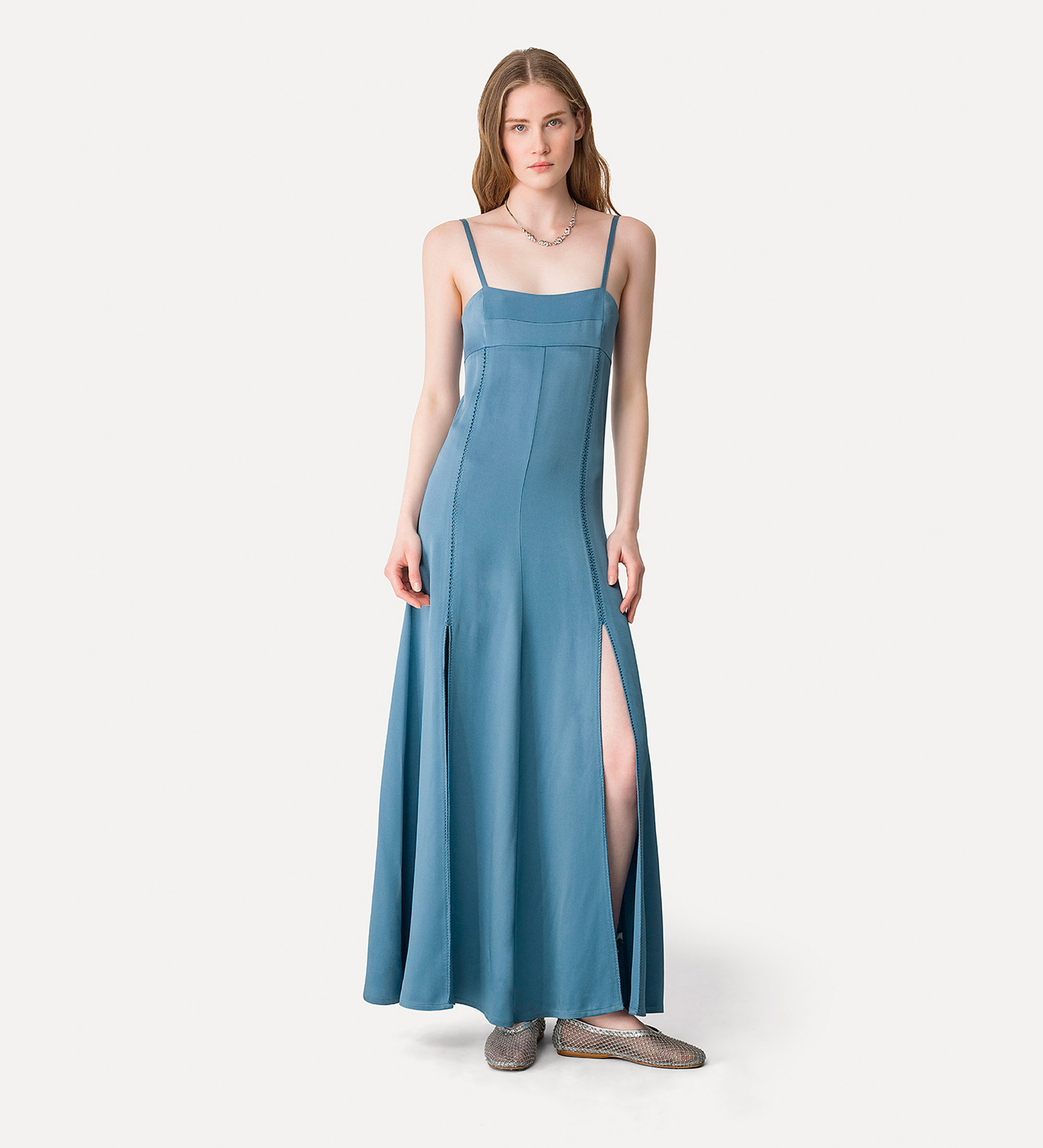 slip dress in embroidered satin | forte_forte