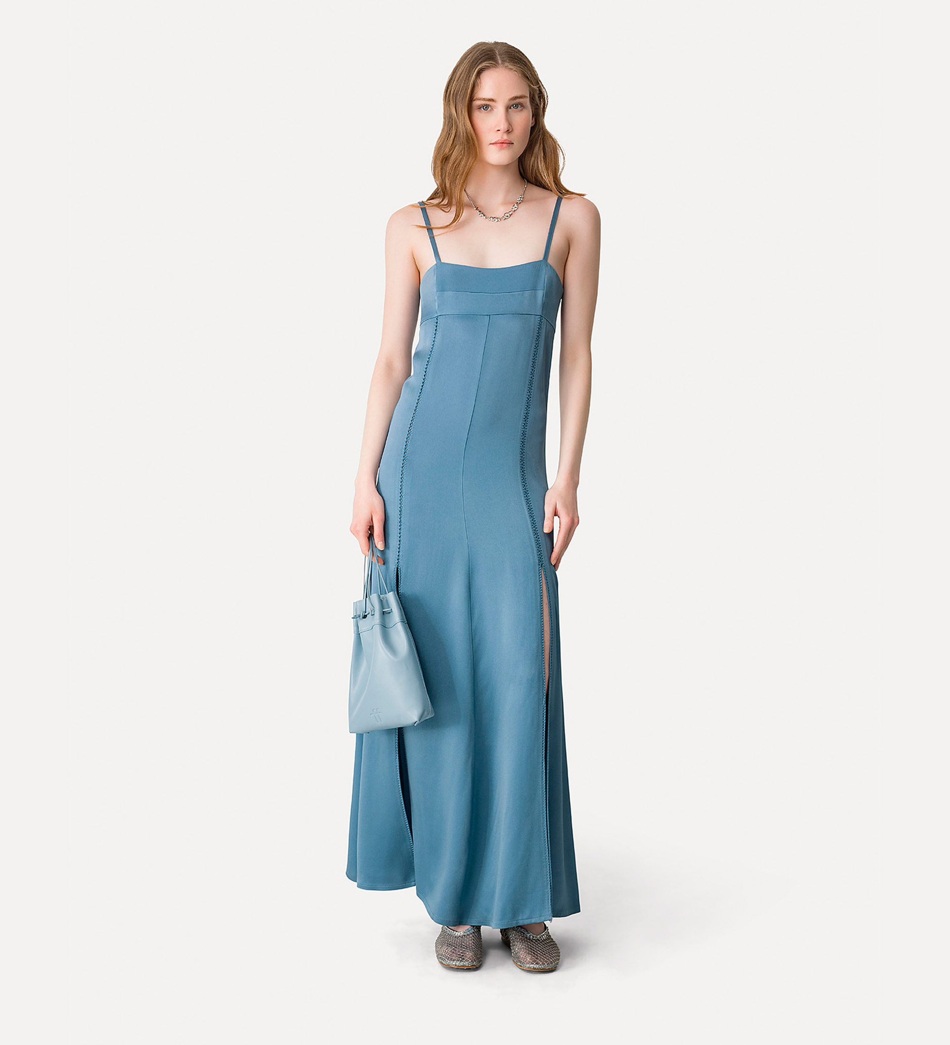 slip dress in embroidered satin | forte_forte