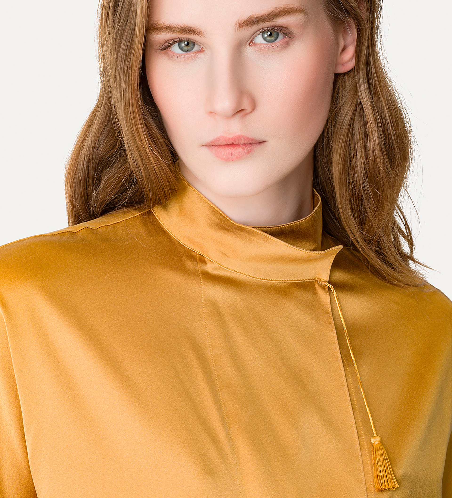 kimono shirt in stretch silk satin | forte_forte