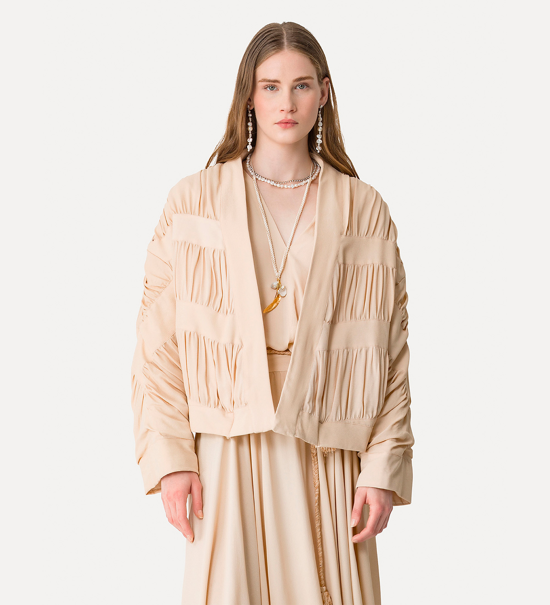 short kimono in viscose crêpe | forte_forte