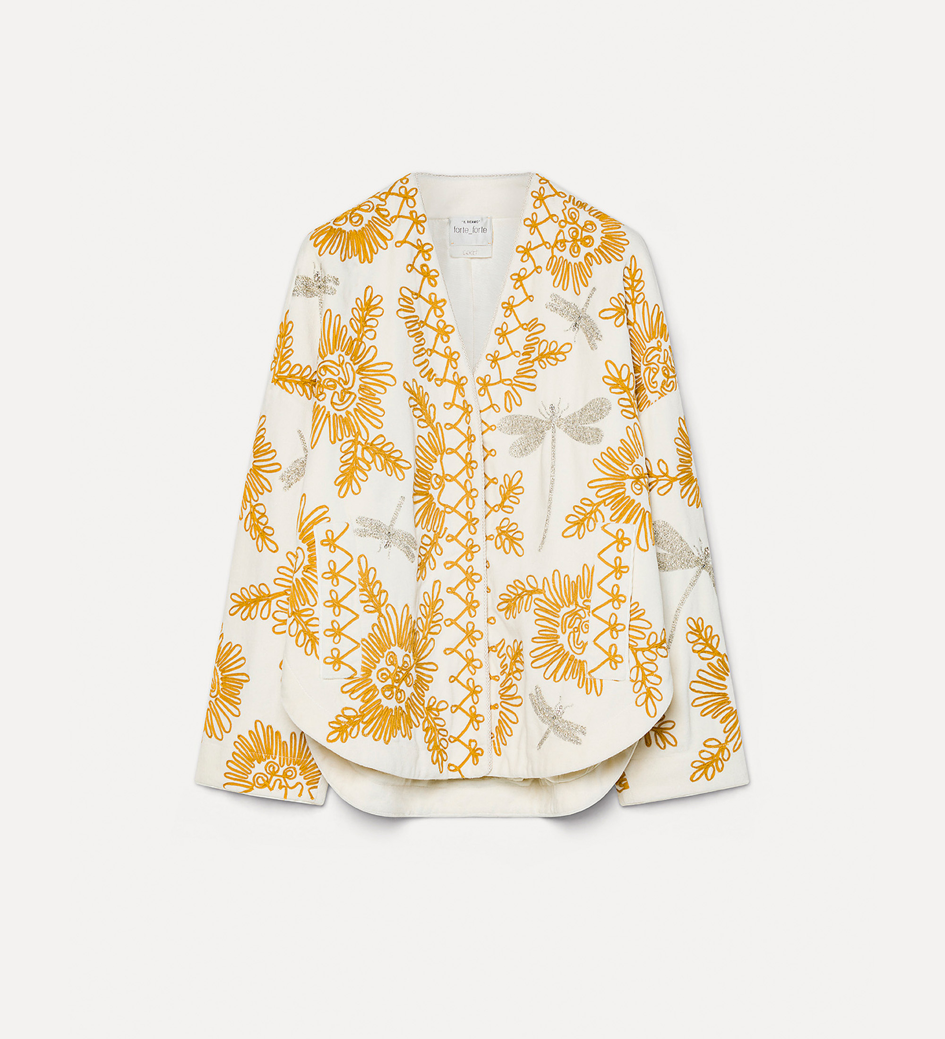 velvet kimono with “voilà une fleur” embroidery | forte_forte
