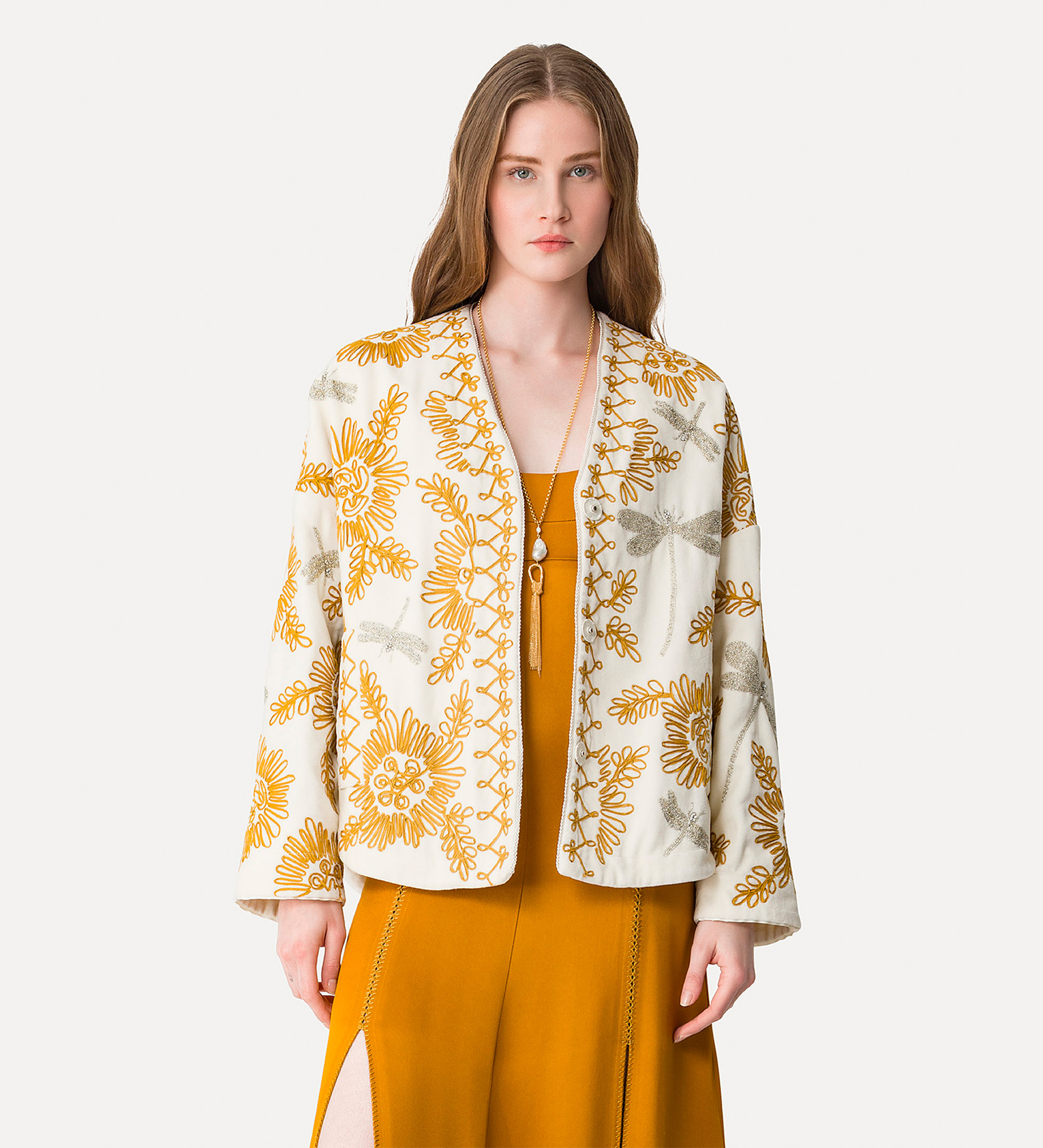 velvet kimono with “voilà une fleur” embroidery | forte_forte