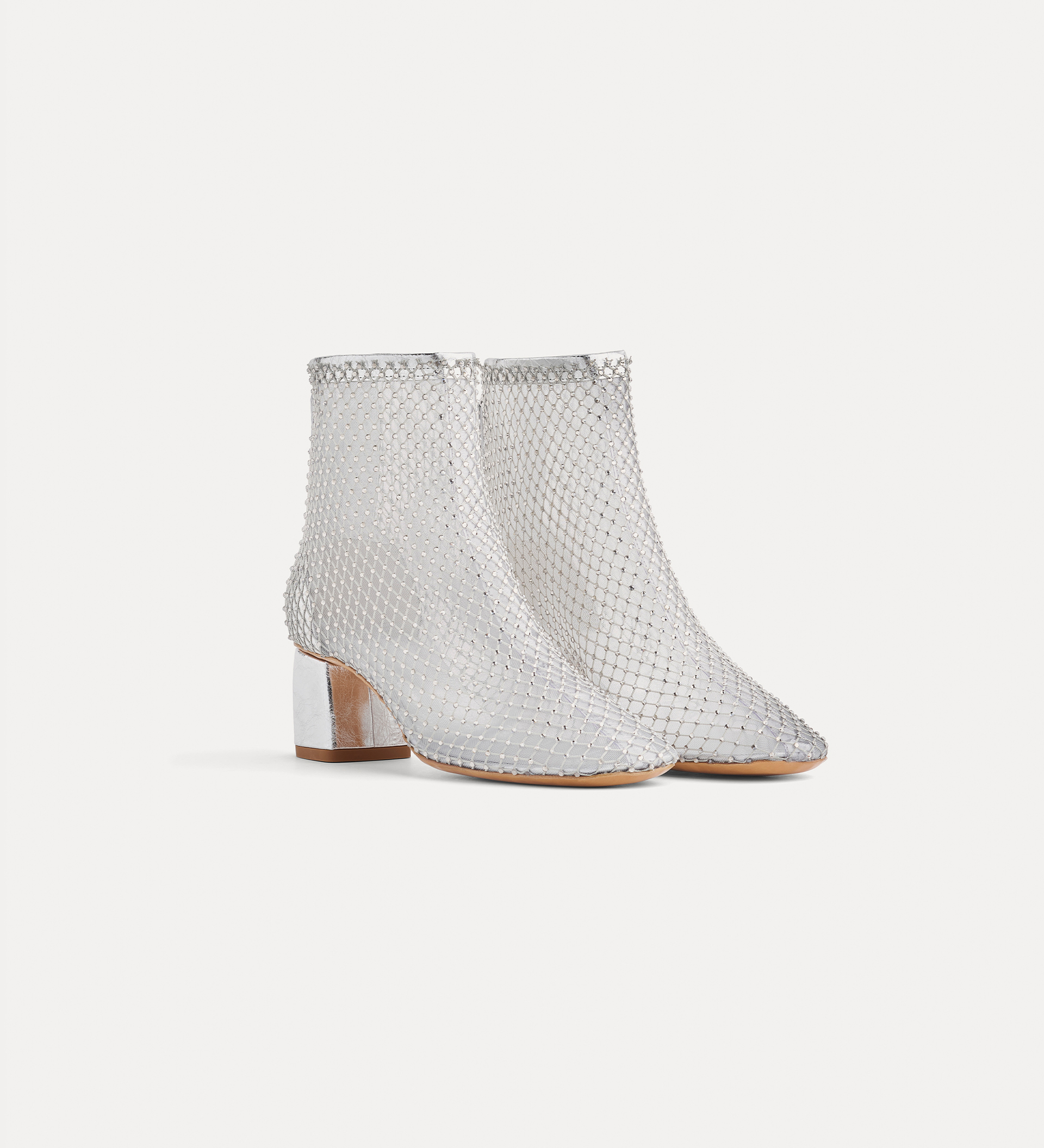 “my alma” ankle boot with crystal–embellished mesh | forte_forte