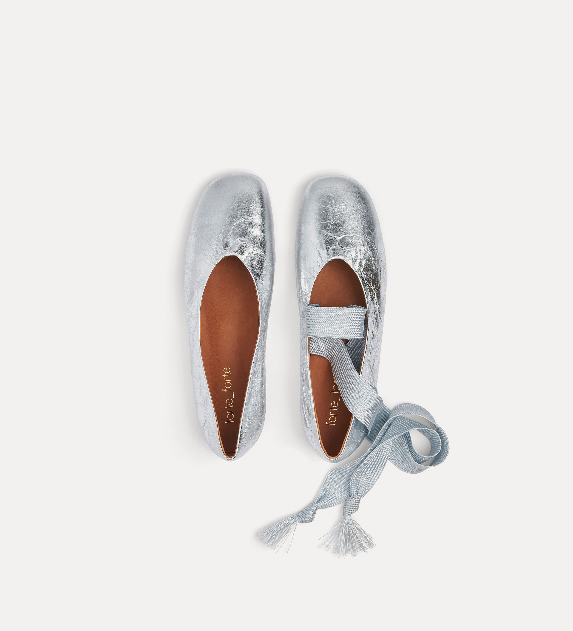 ballerines à lacets en cuir de veau lamé craquelé | forte_forte