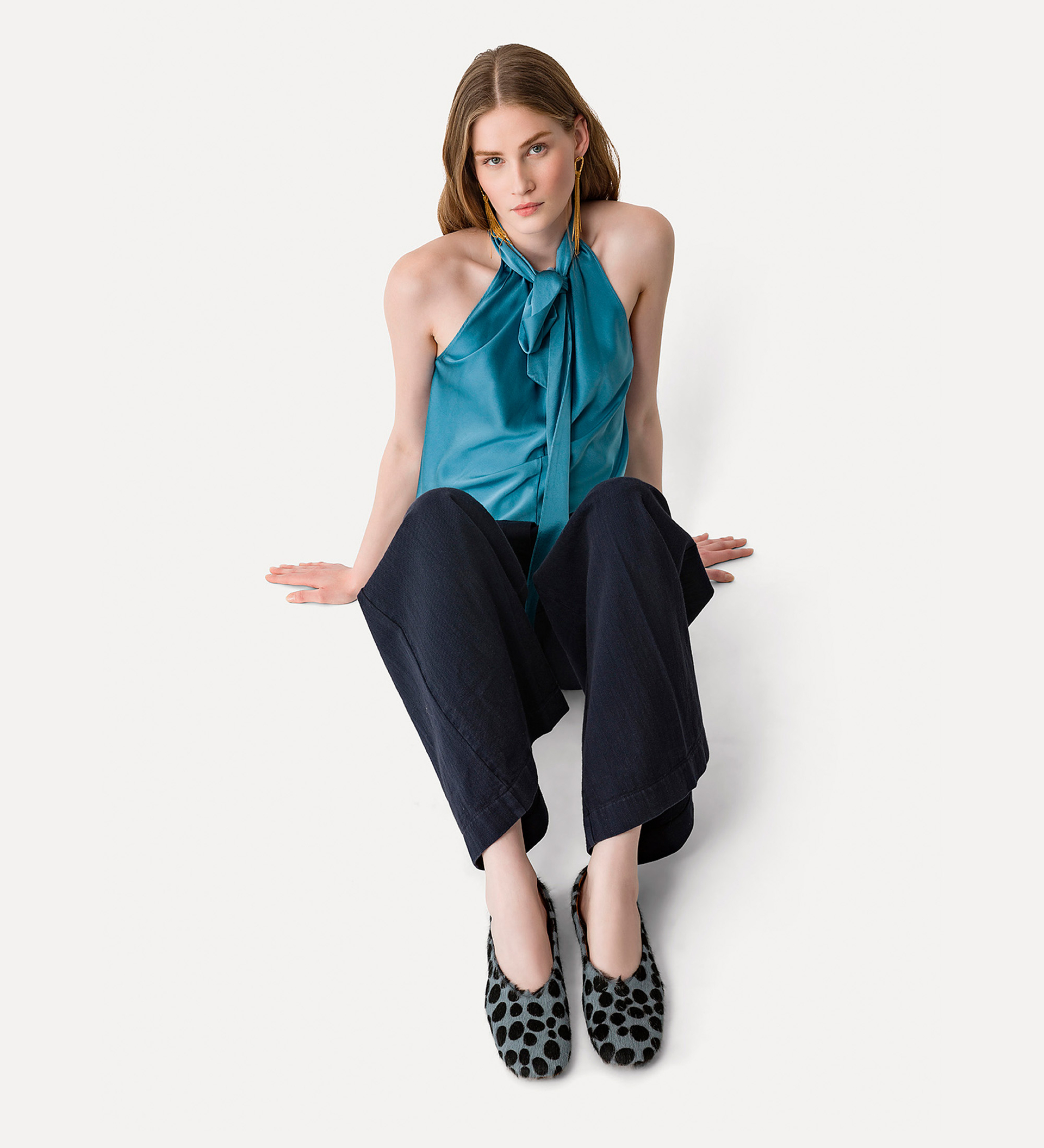 ballet flat in pony skin with printed details | forte_forte