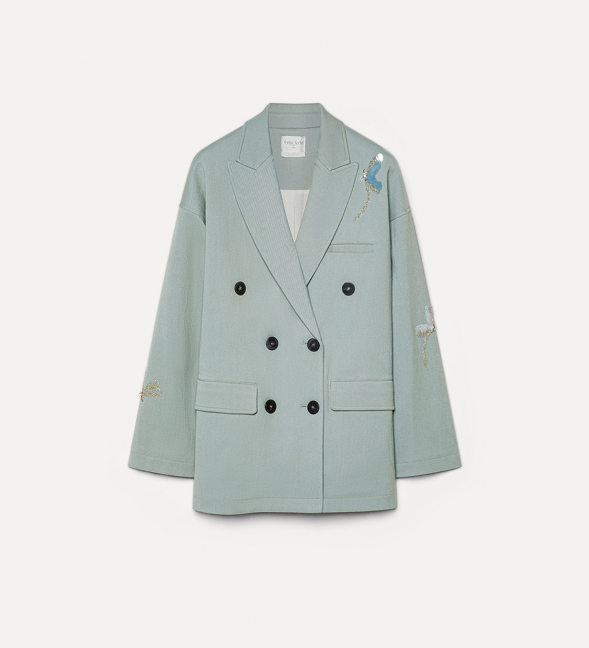 doubled–breasted embroidered blazer in cotton and viscose | forte_forte
