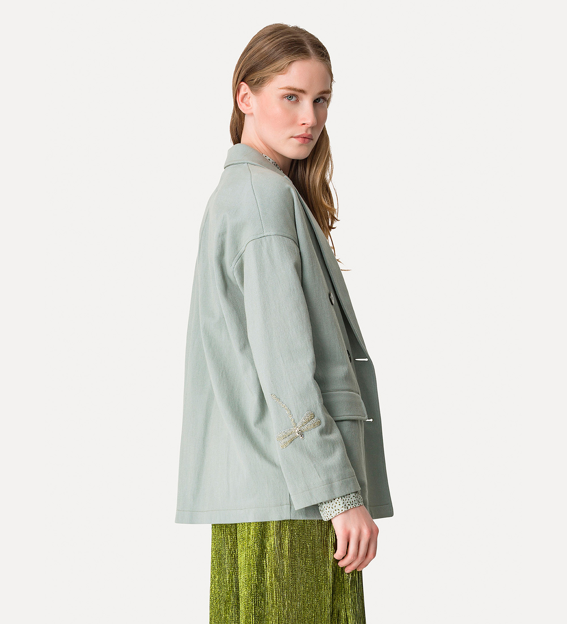 doubled–breasted embroidered blazer in cotton and viscose | forte_forte