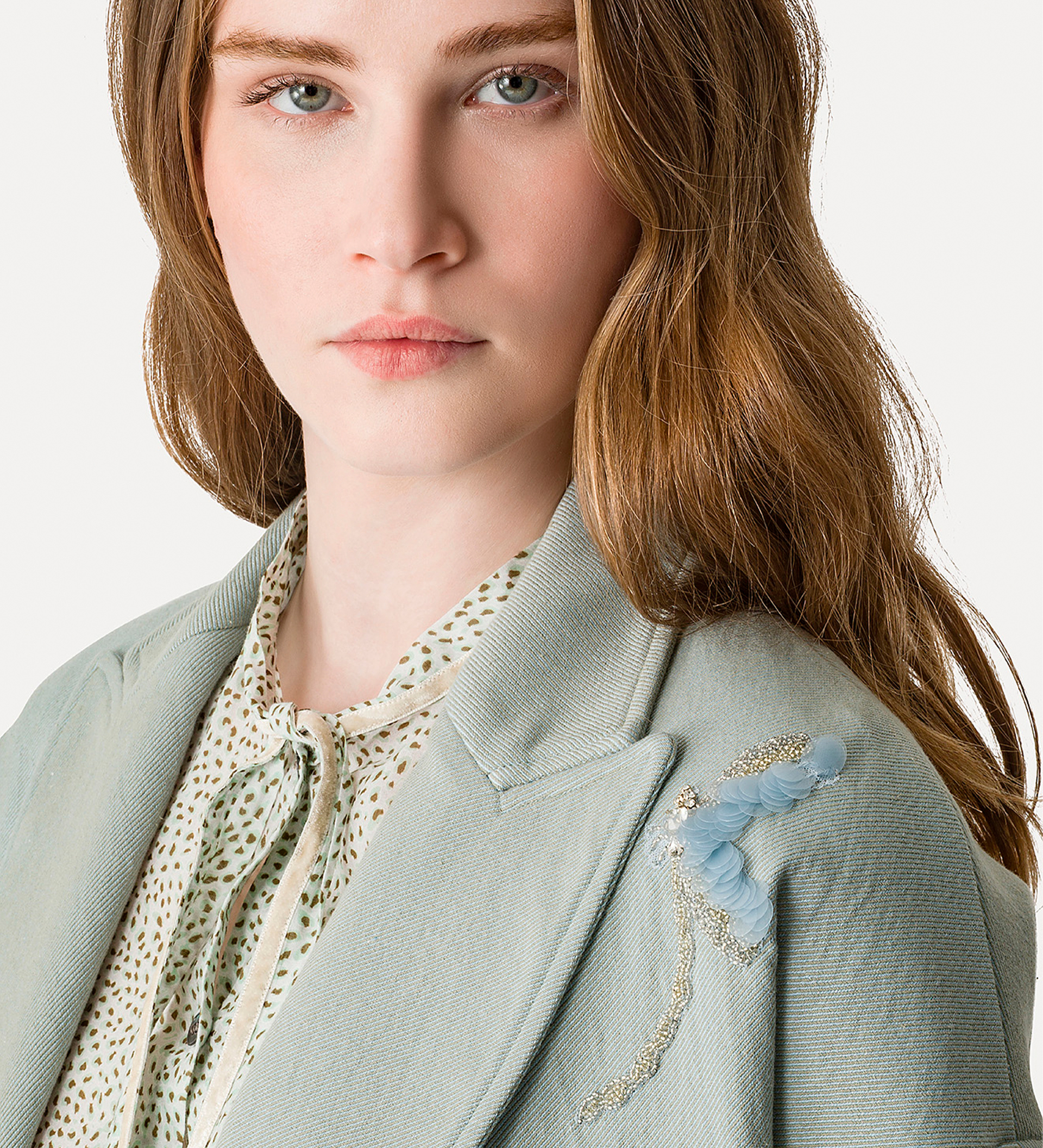 doubled–breasted embroidered blazer in cotton and viscose | forte_forte