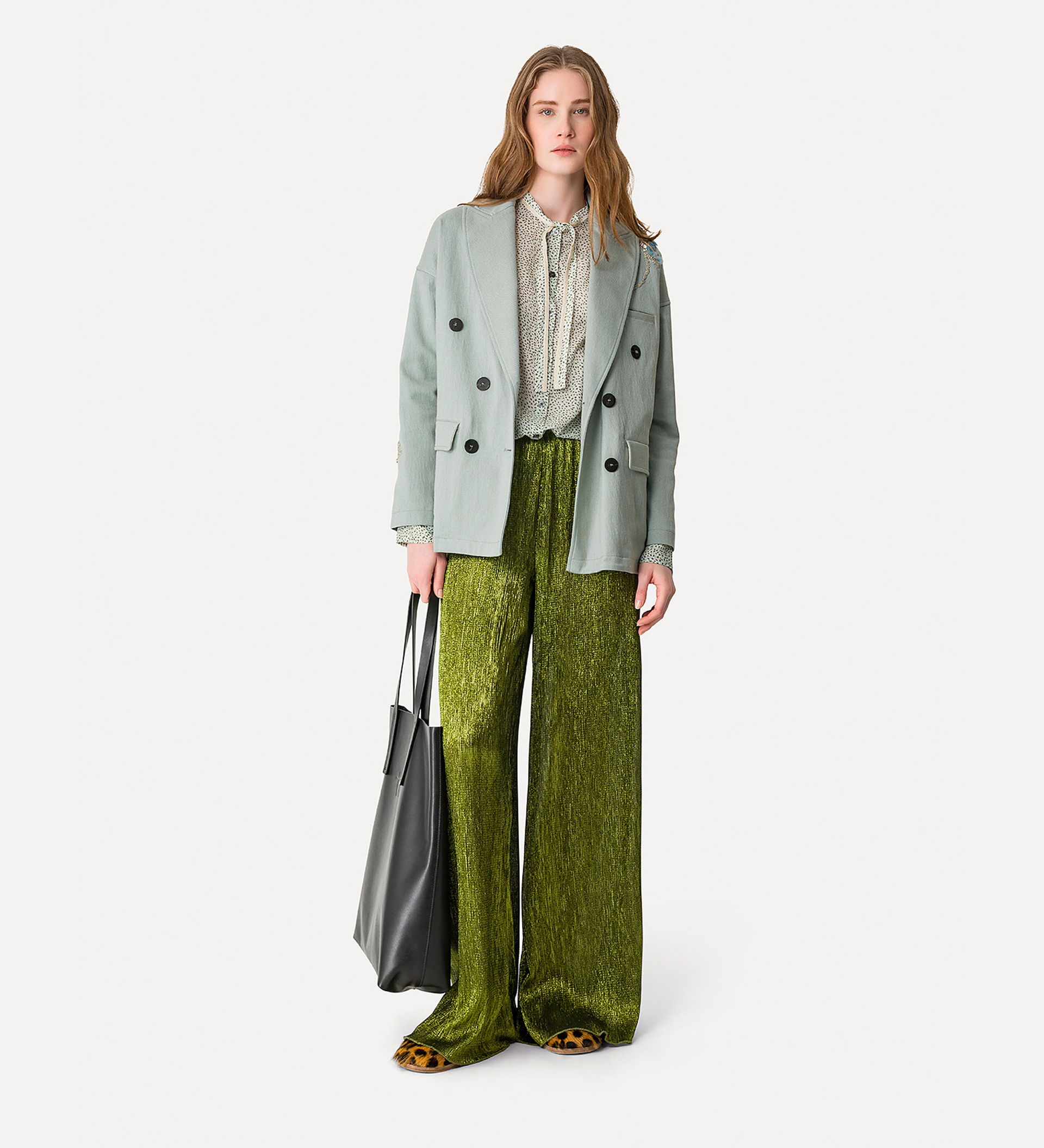 doubled–breasted embroidered blazer in cotton and viscose | forte_forte