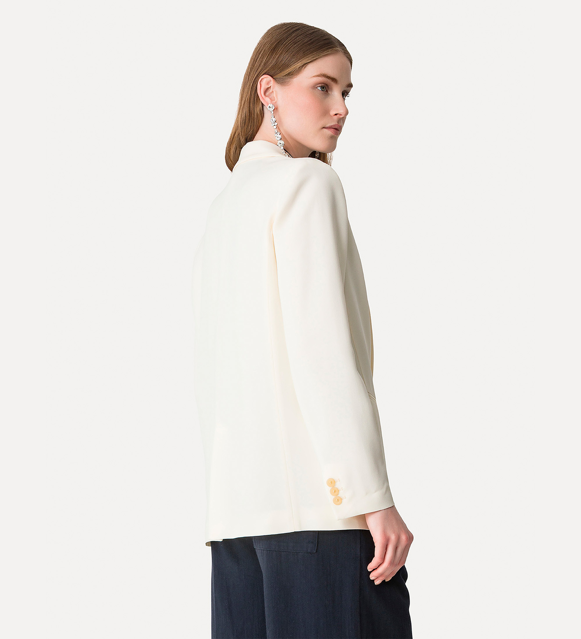 jacket with pointed lapels in matt satin envers | forte_forte