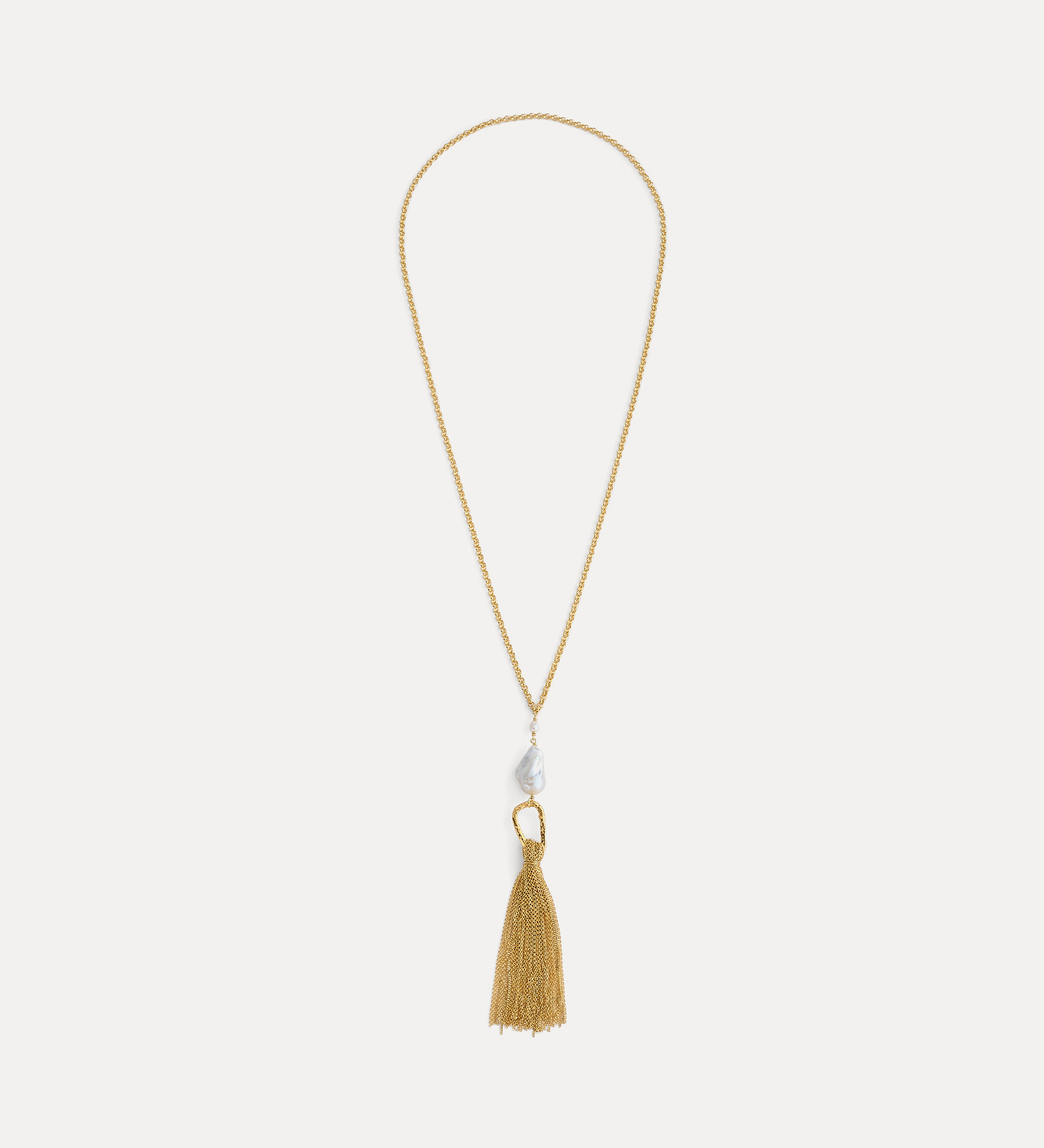 sculptural necklace with pretty fringing and a pearl detail | forte_forte
