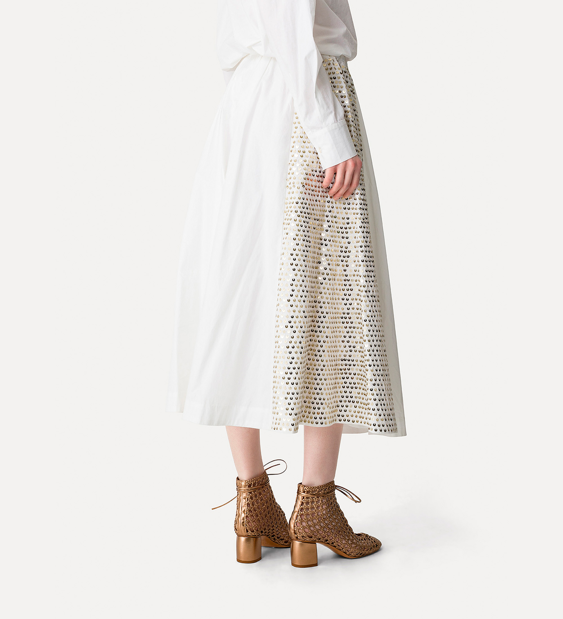 midi skirt in poplin with “petites étoile” embroidery | forte_forte