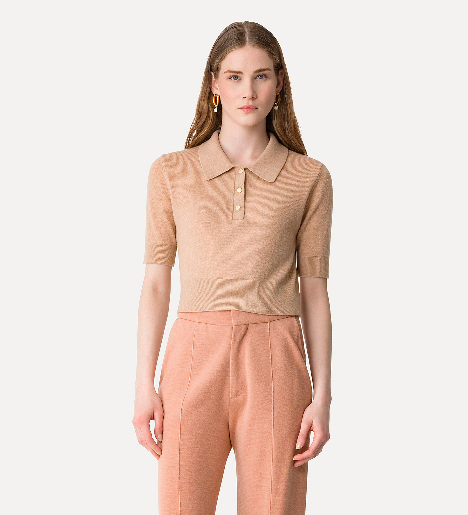 slim–fit polo shirt in cashmere and wool | forte_forte