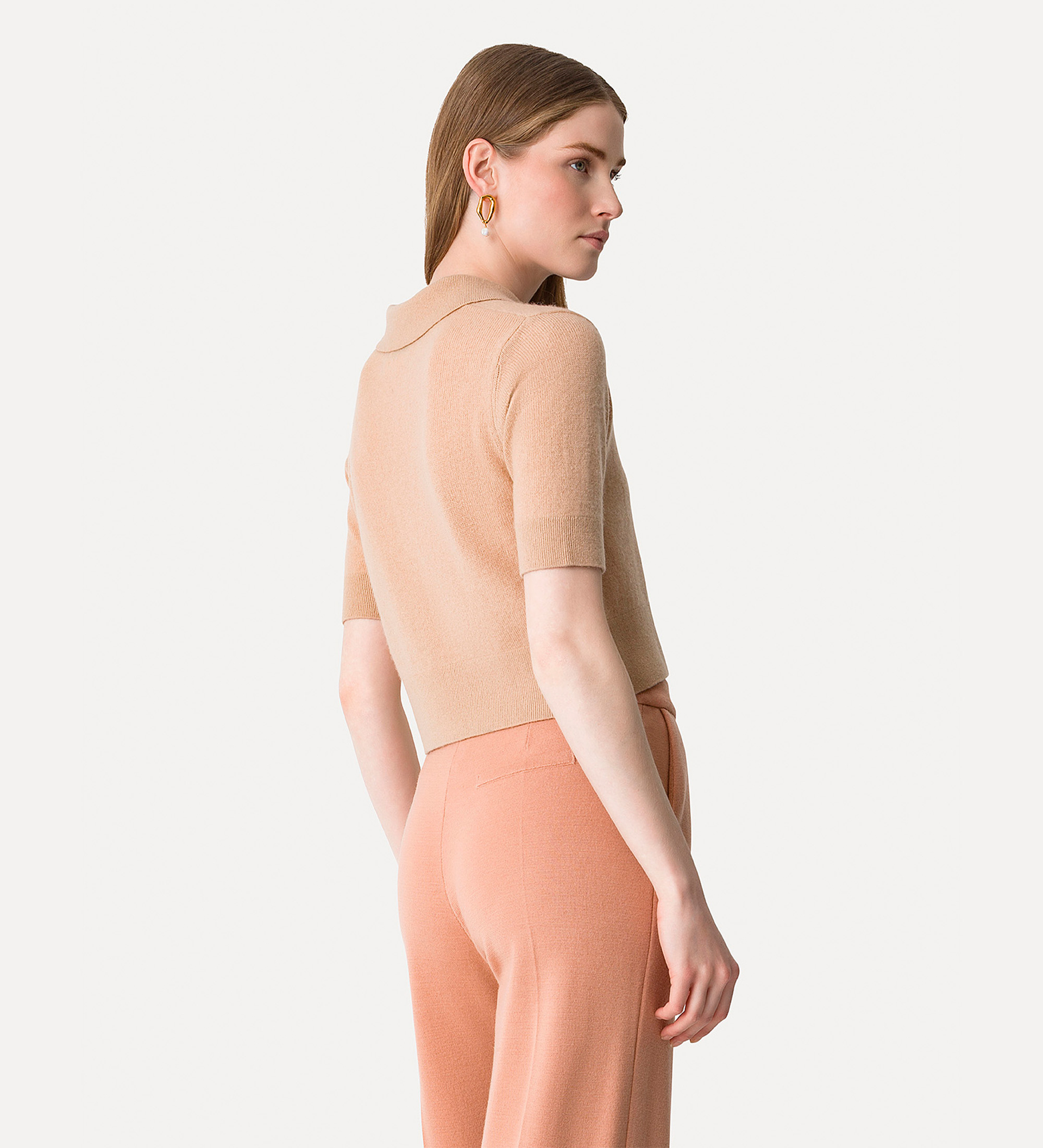 slim–fit polo shirt in cashmere and wool | forte_forte