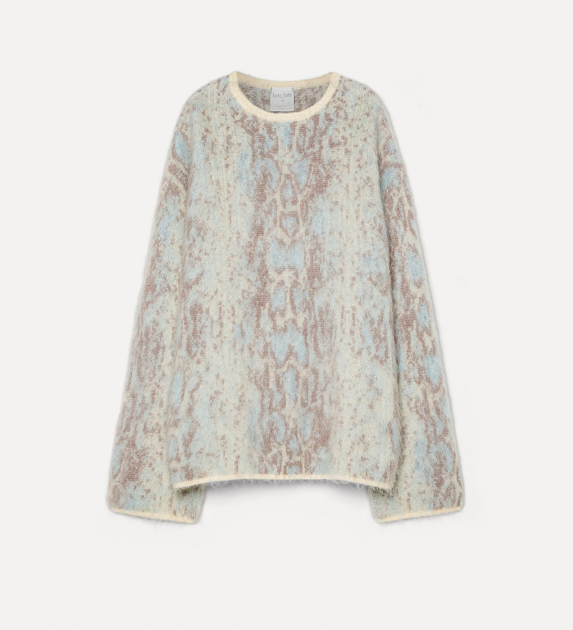 pull ras de cou en alpaga avec motif jacquard “plumes de python” | forte_forte