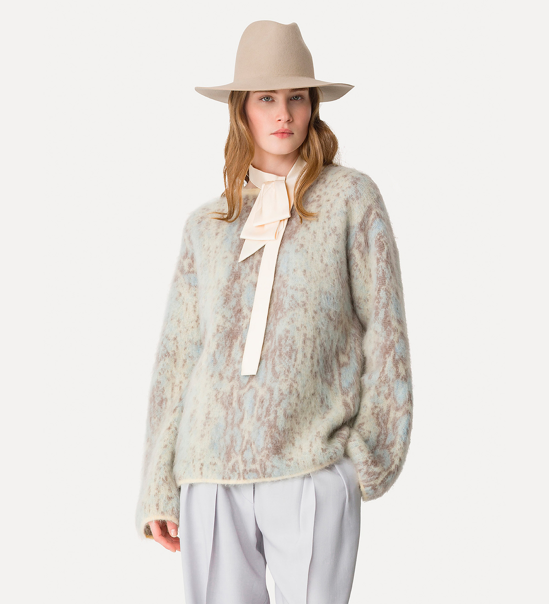 pull ras de cou en alpaga avec motif jacquard “plumes de python” | forte_forte