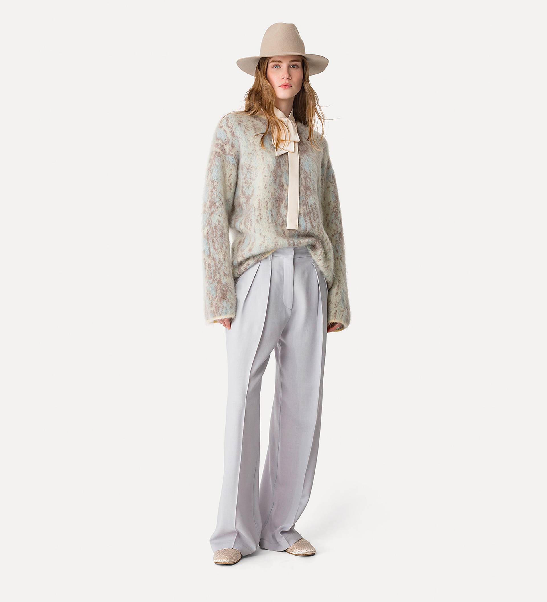 pull ras de cou en alpaga avec motif jacquard “plumes de python” | forte_forte