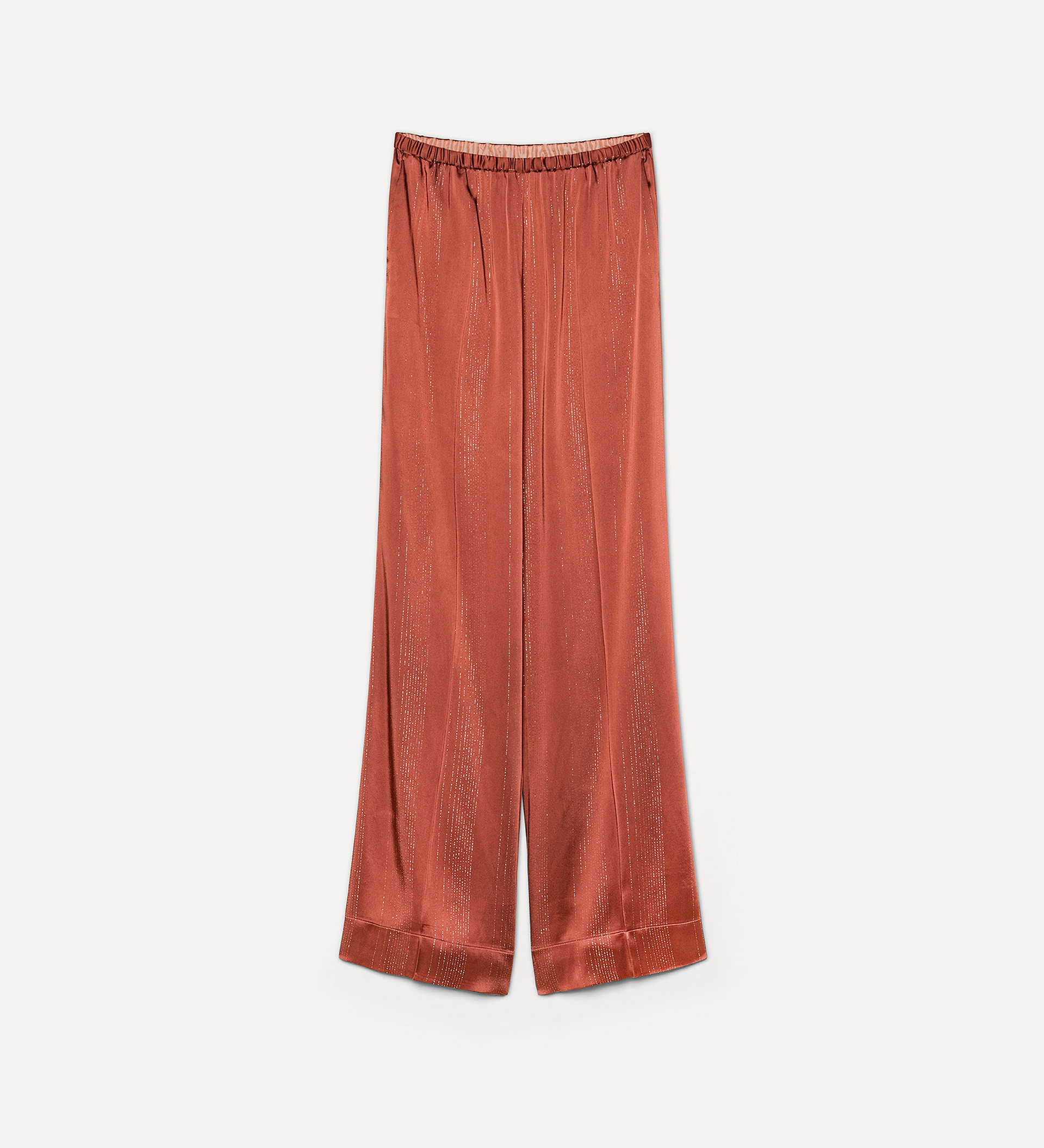 trousers in silver pinstriped satin | forte_forte