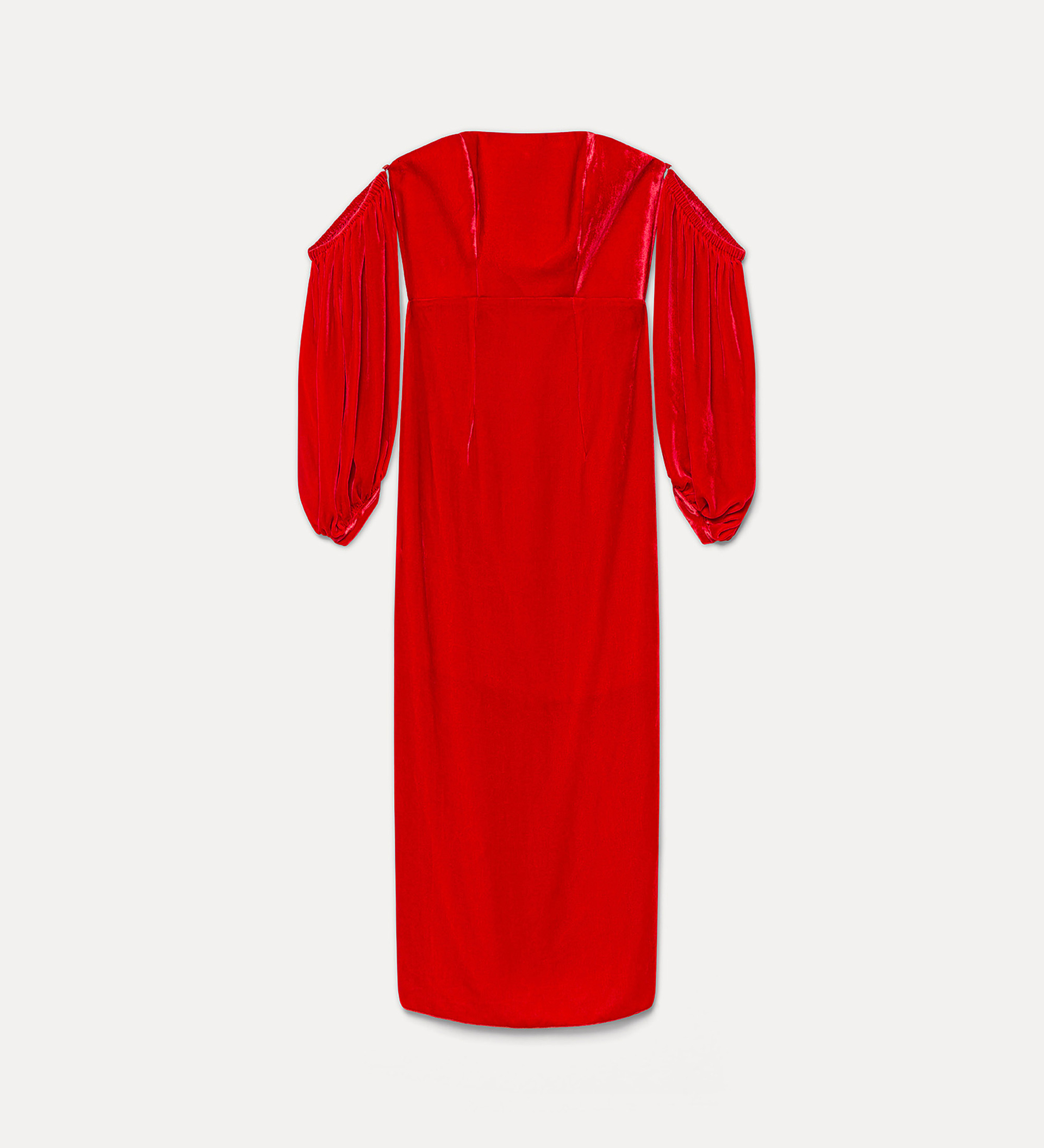 bustier dress in plain velvet with removable sleeves | forte_forte