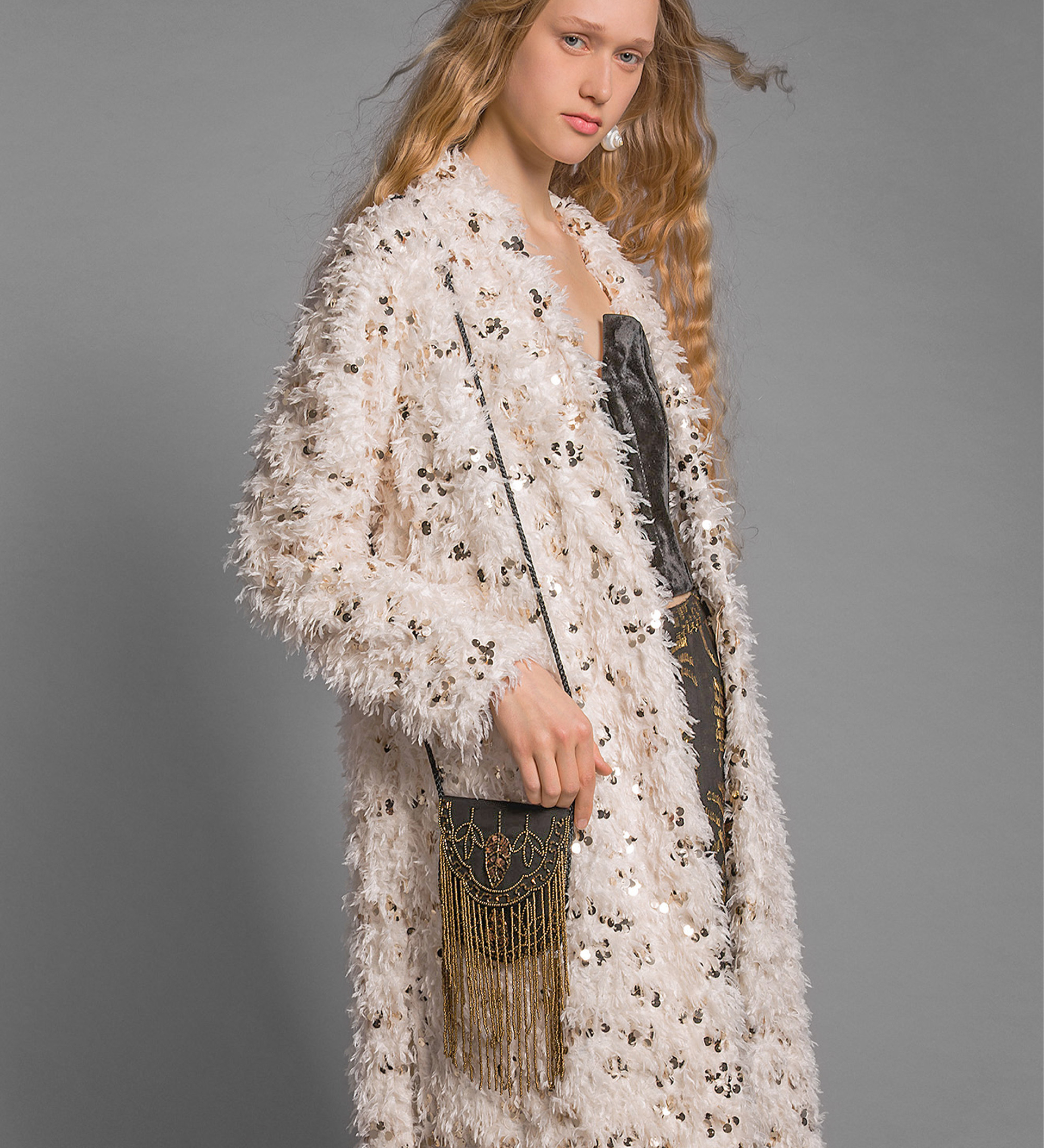 chic fringed bag with jewel embroidery | forte_forte
