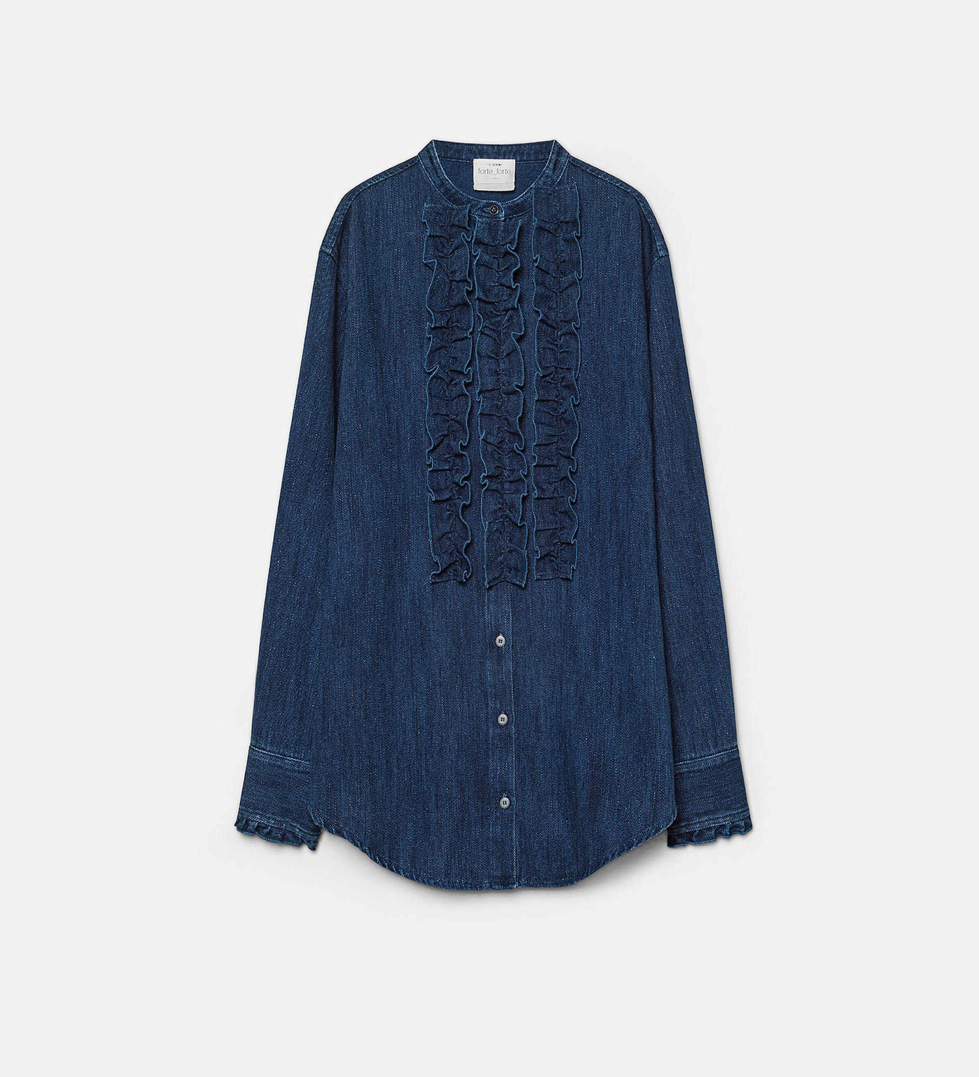 denim shirt with a mandarin collar | forte_forte