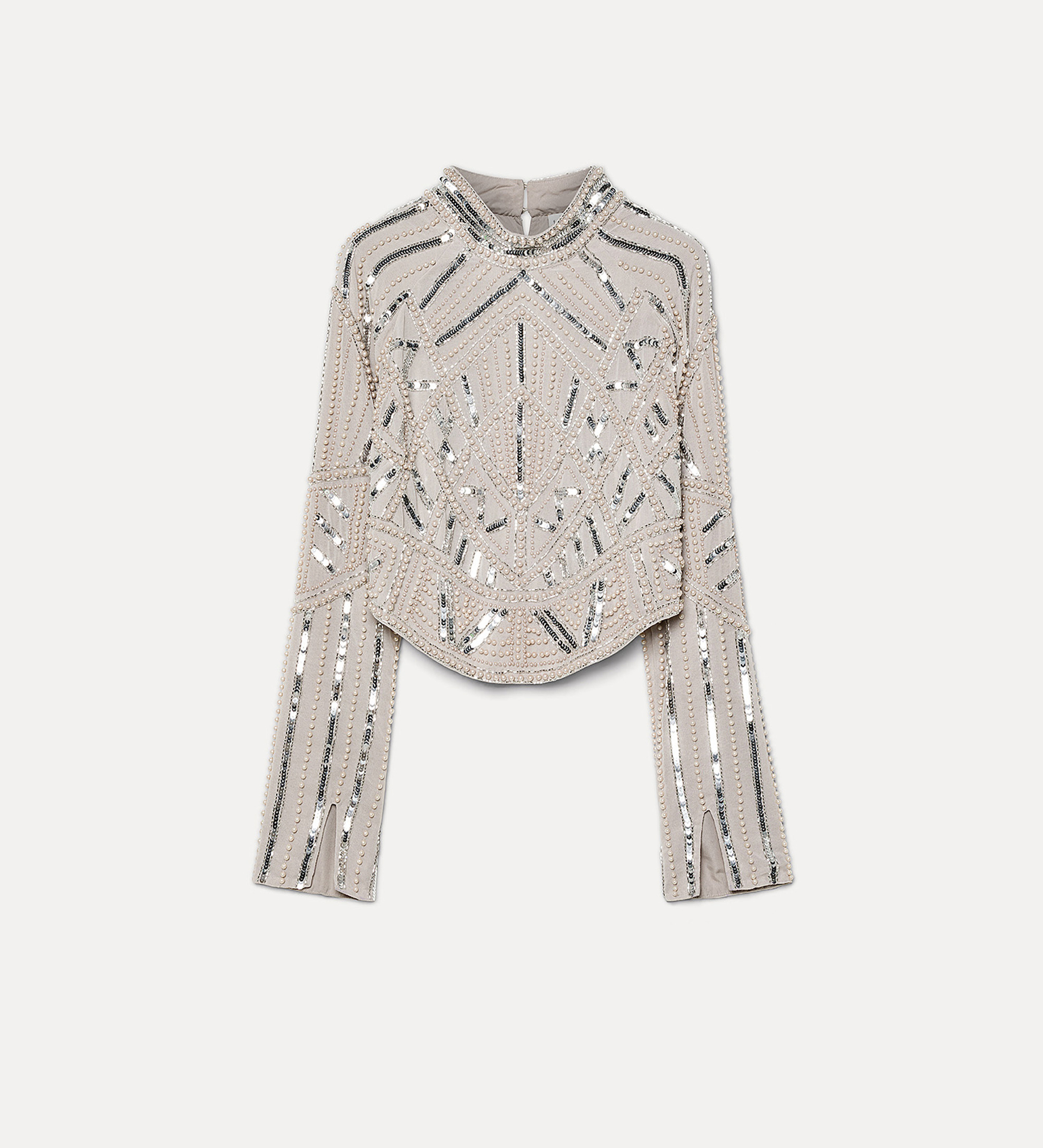 haut à col cheminée et broderie “enchanted pearls” | forte_forte