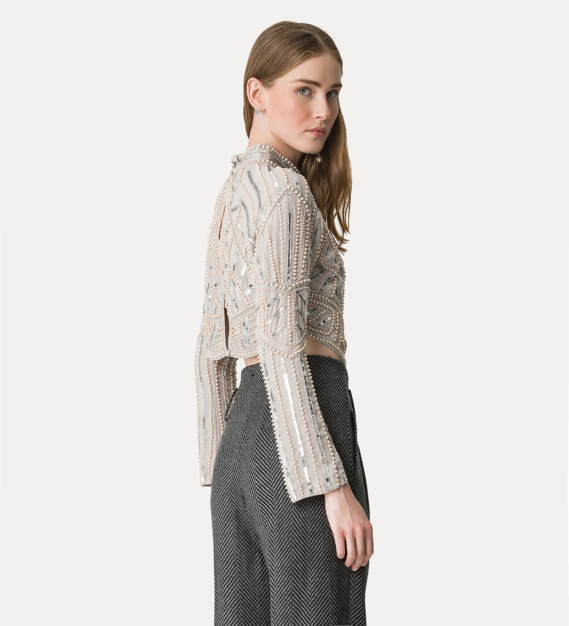 haut à col cheminée et broderie “enchanted pearls” | forte_forte