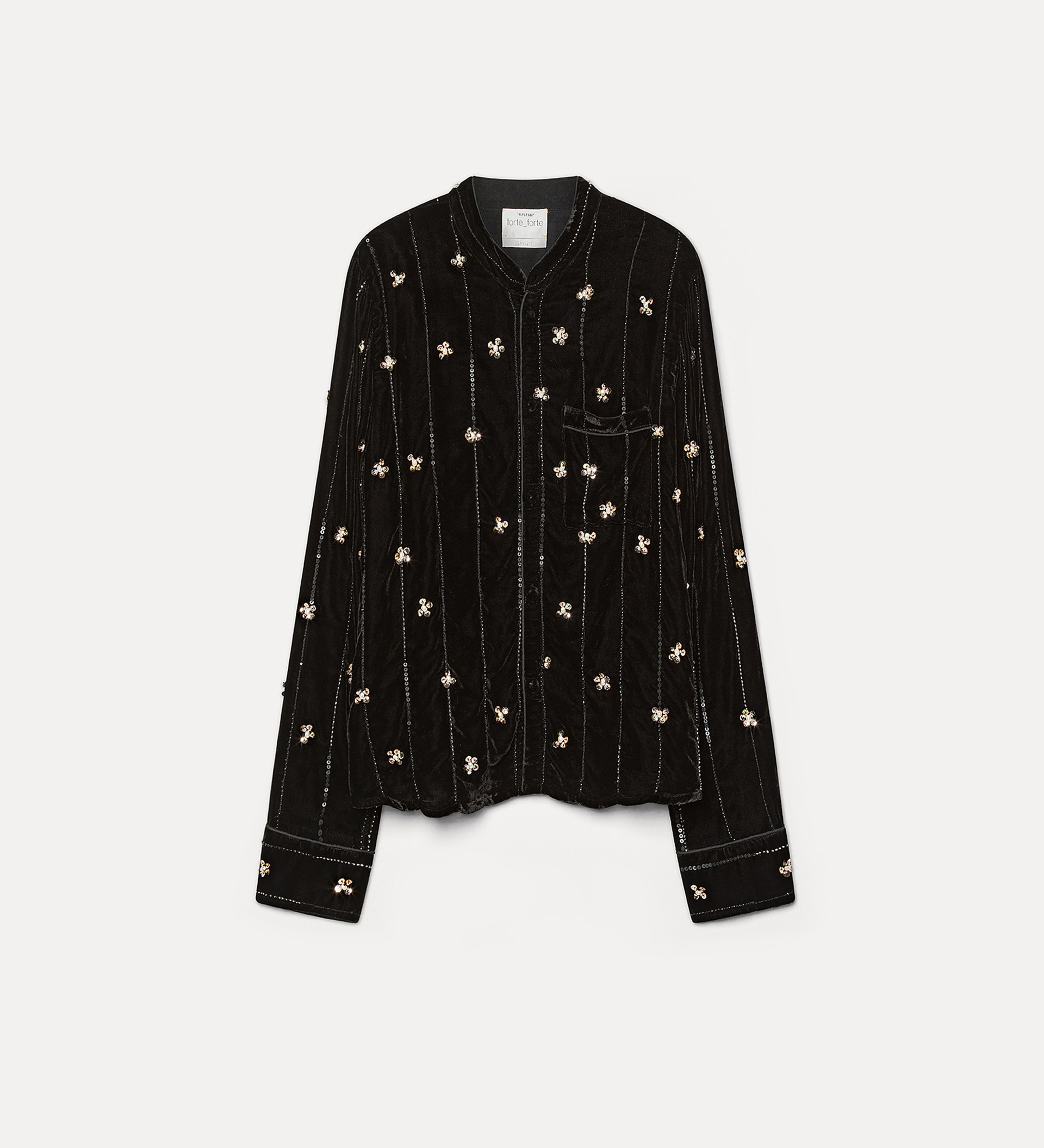 velvet shirt with a relaxed fit and “petites étoiles” embroidered details | forte_forte