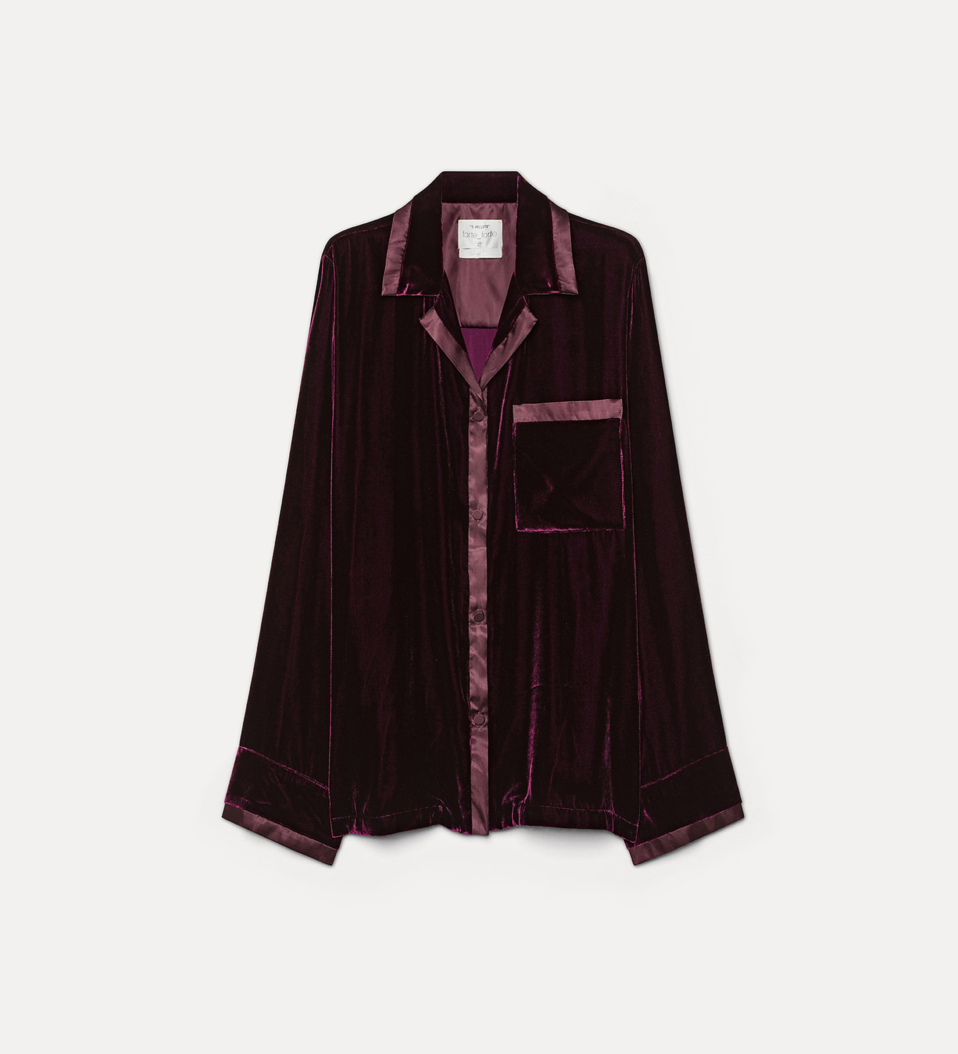 plain–velvet shirt with a relaxed fit and satin detailing | forte_forte