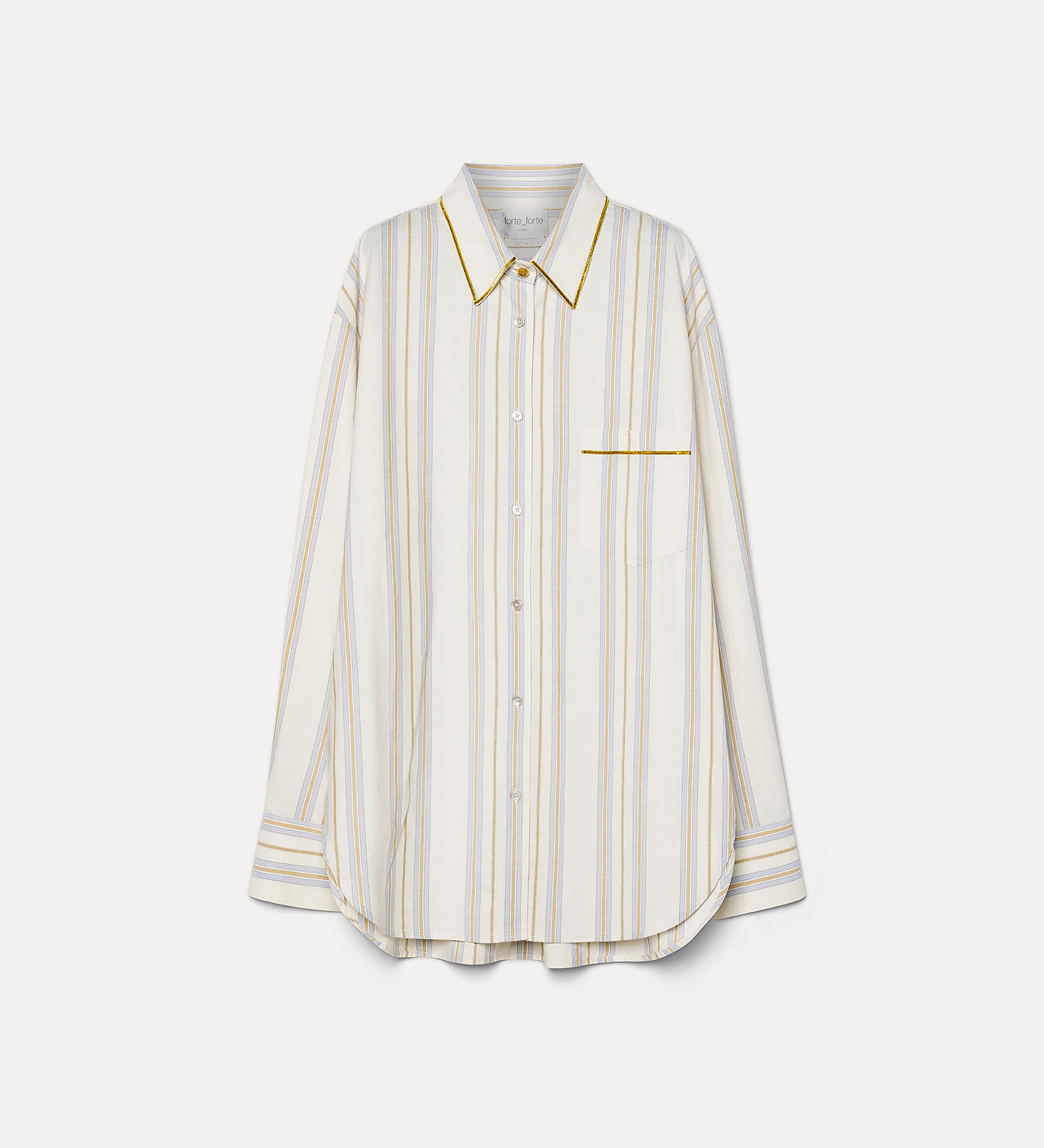 oversized striped–cotton shirt with velvet detailing | forte_forte