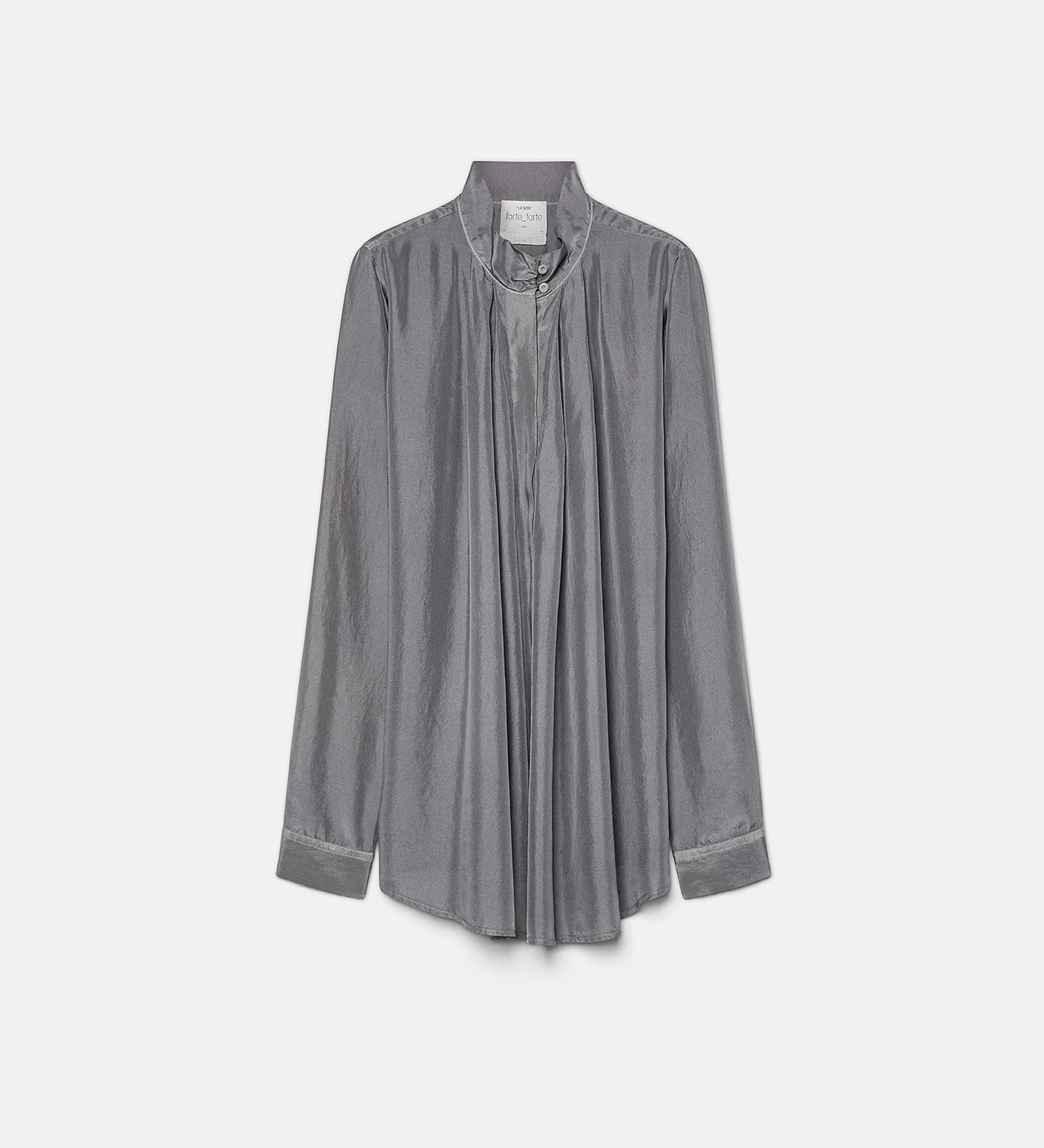 shirt with a funnel neck in habotai silk | forte_forte
