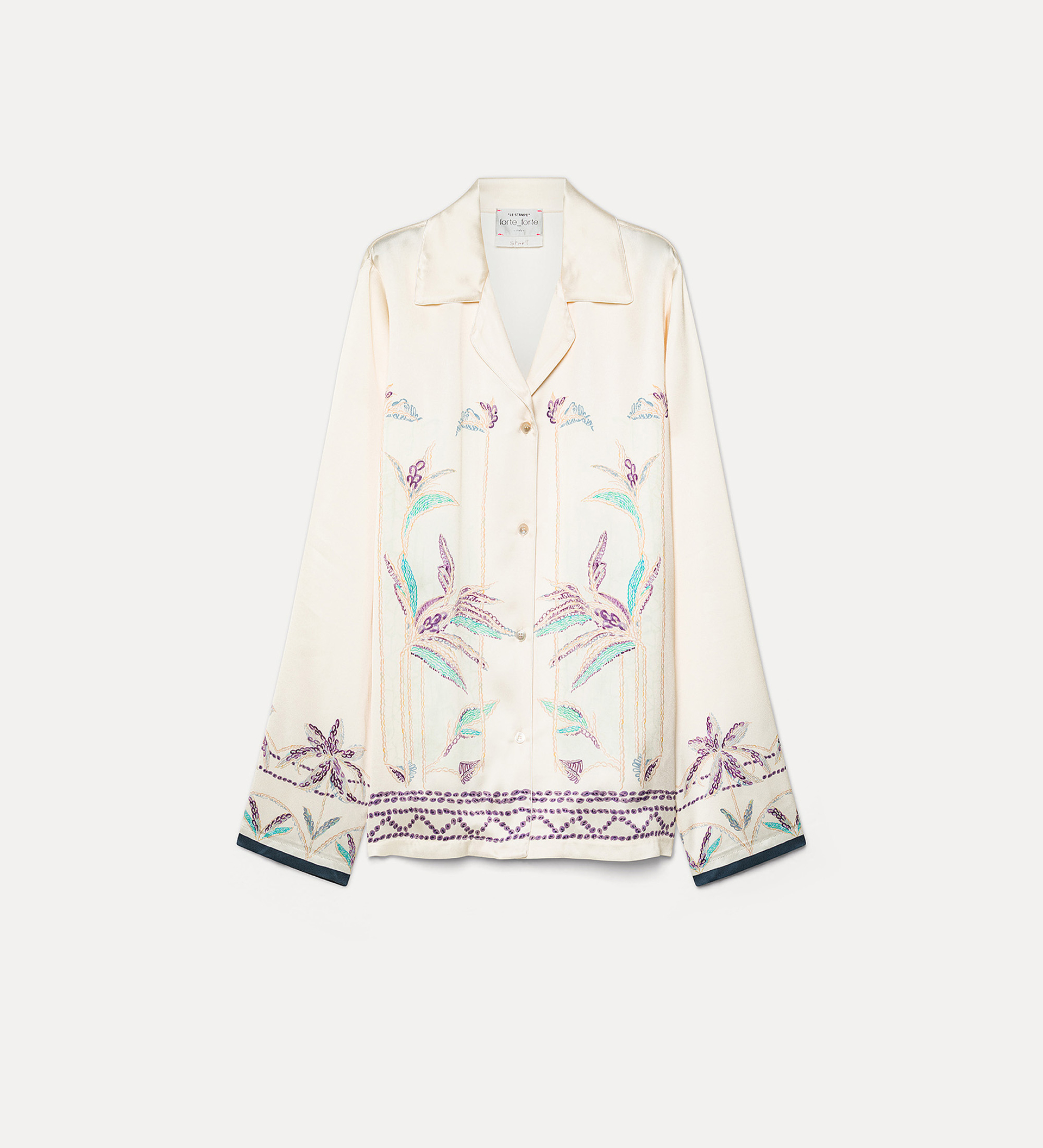 relaxed–fit shirt in satin envers with “sogni” print design | forte_forte