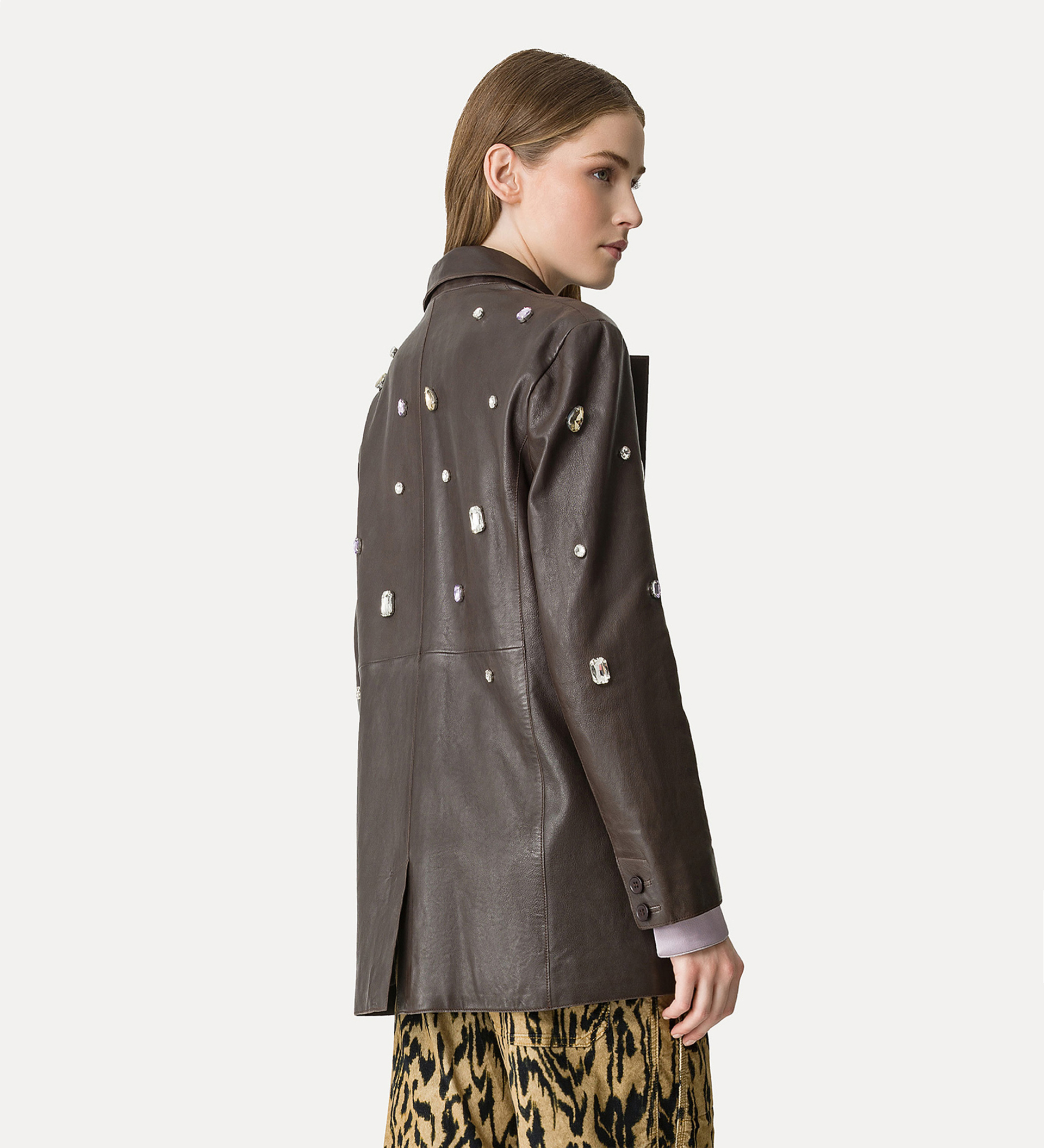 caban in pelle con cristalli | forte_forte