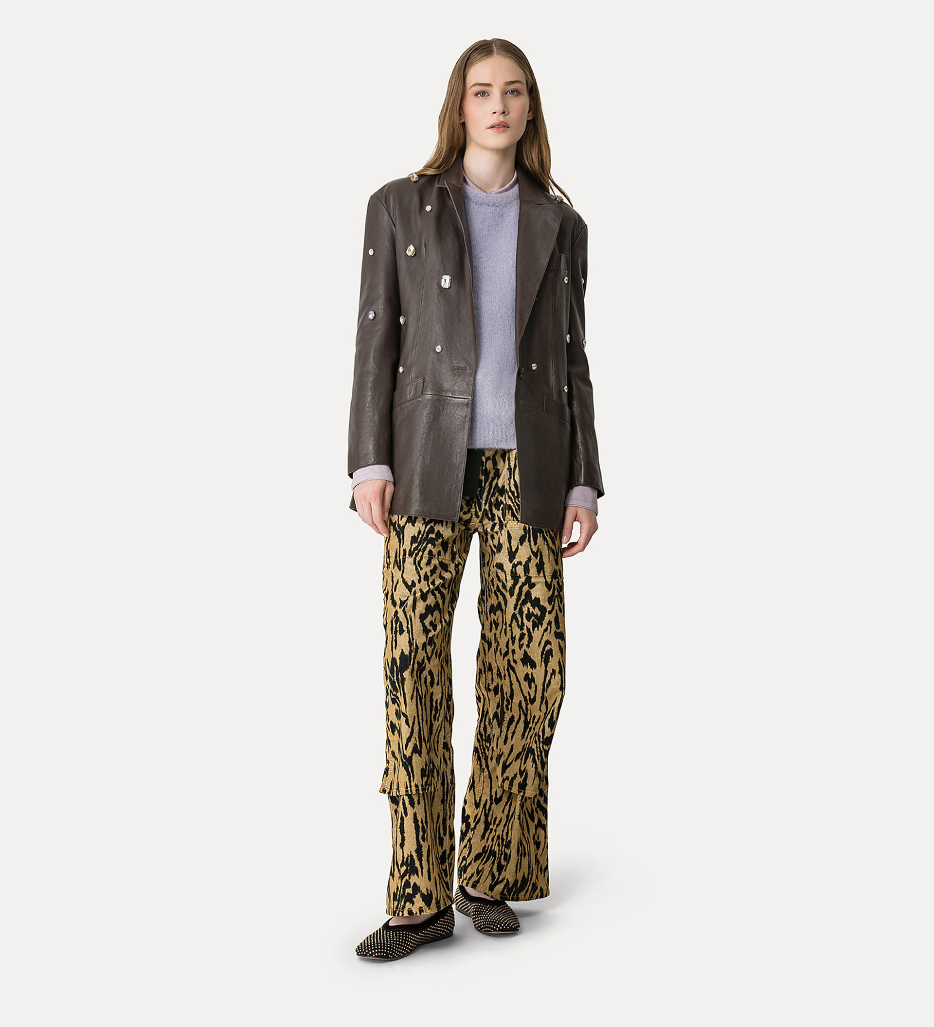 caban in pelle con cristalli | forte_forte