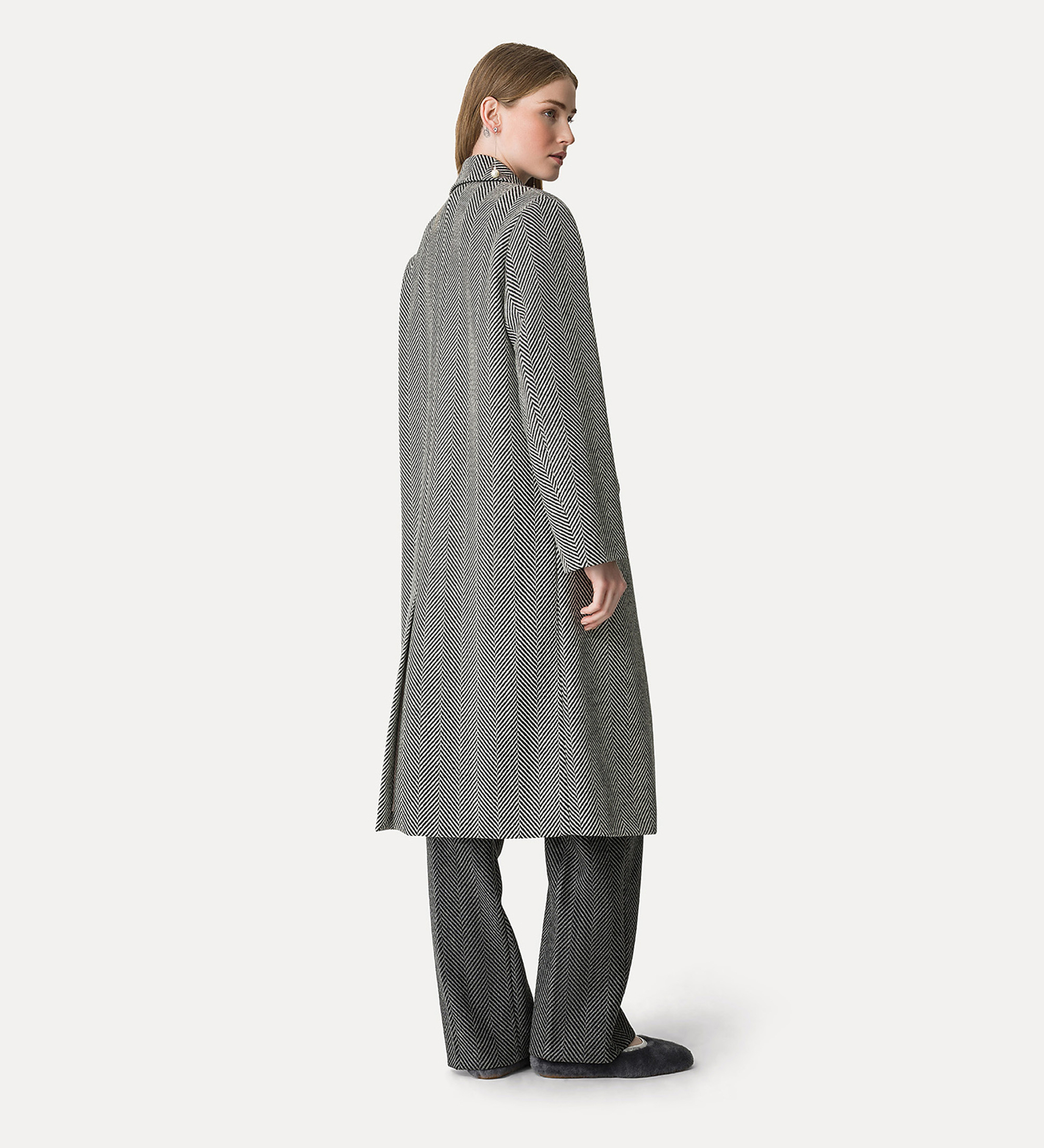 cappotto con motivo chevron in lana | forte_forte