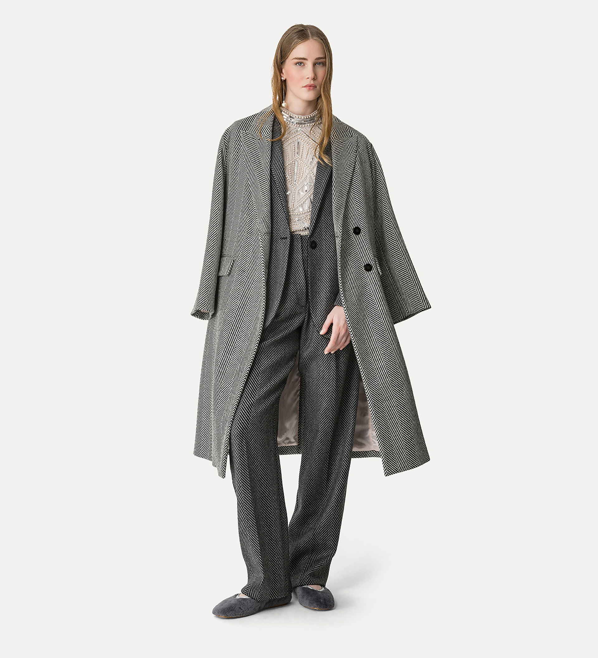cappotto con motivo chevron in lana | forte_forte