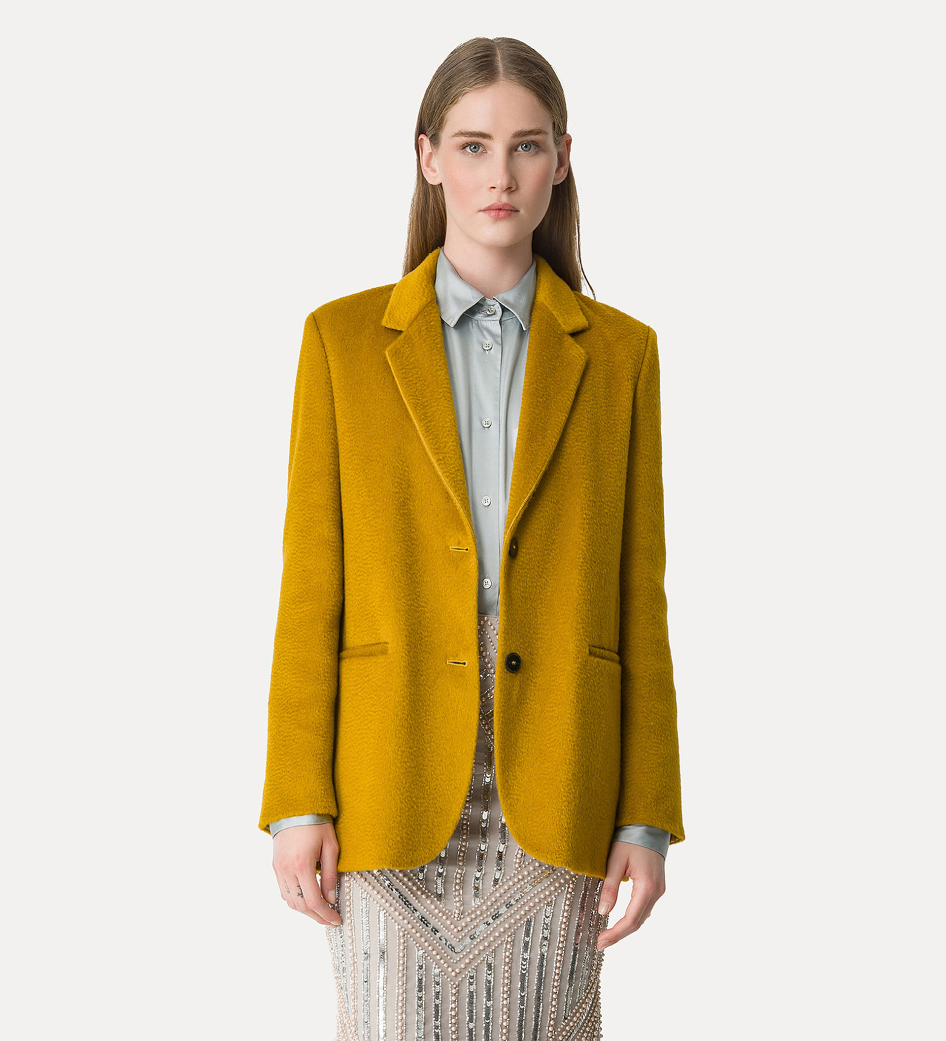 giacca in lana mohair effetto astrakan | forte_forte