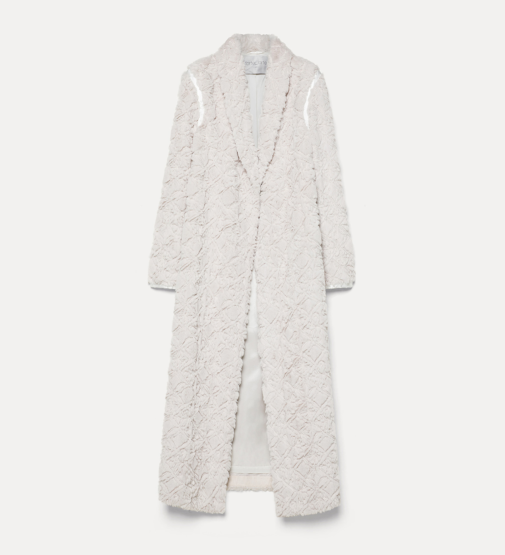 faux–fur coat with “divine” embroidery | forte_forte