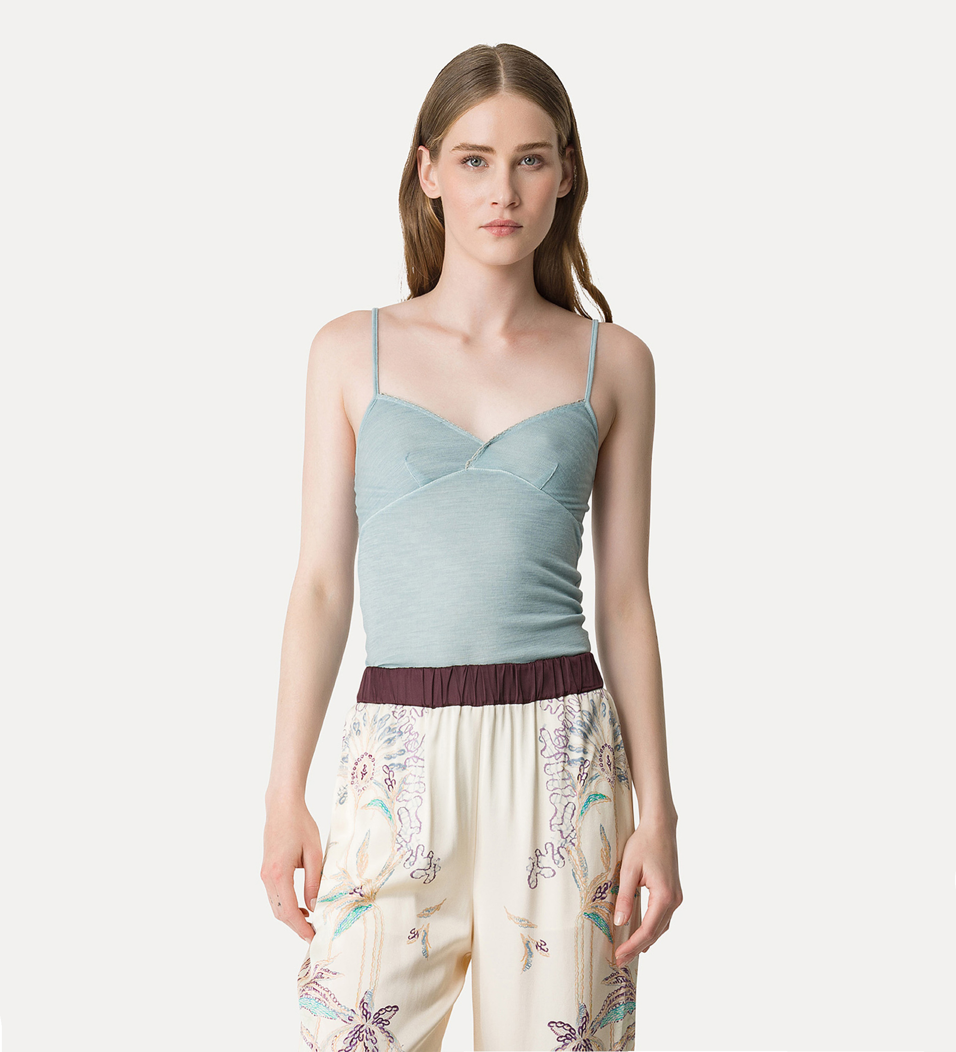 embroidered tank top in wool jersey | forte_forte