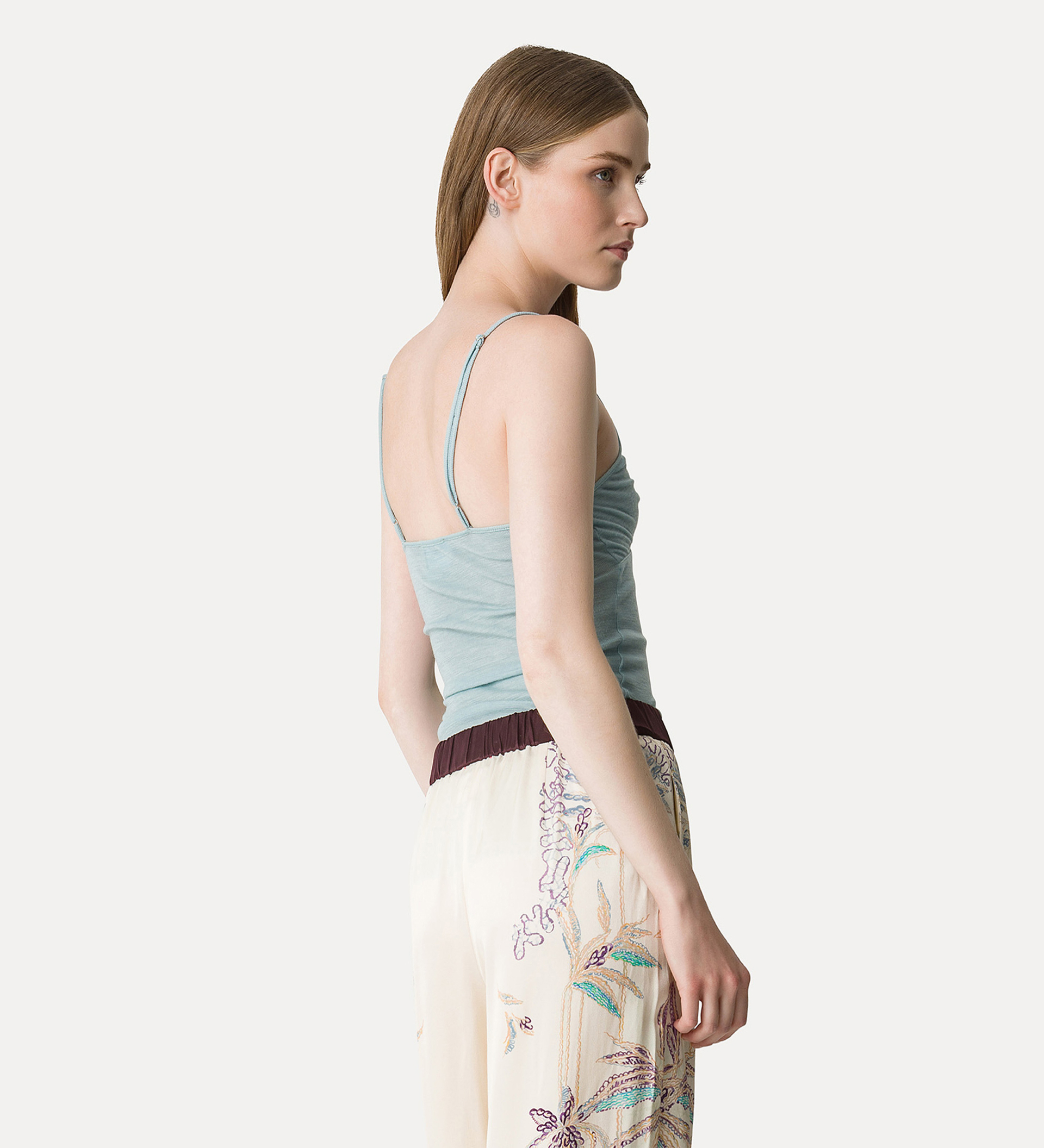 embroidered tank top in wool jersey | forte_forte