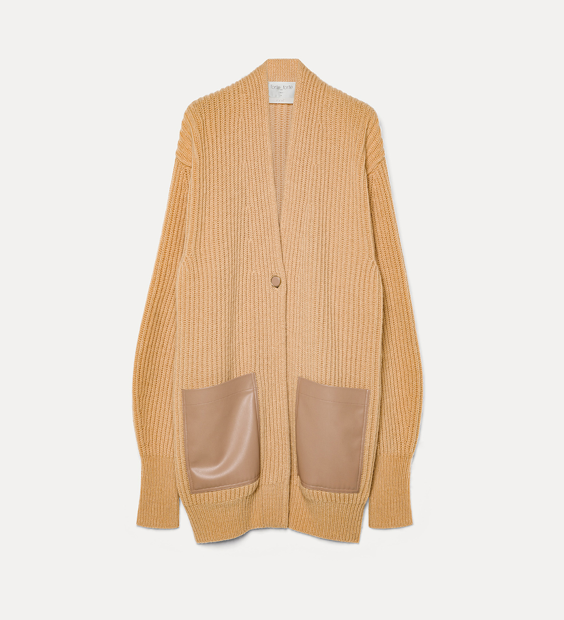 wool–and–cashmere cardigan in a half–fisherman's rib pattern | forte_forte