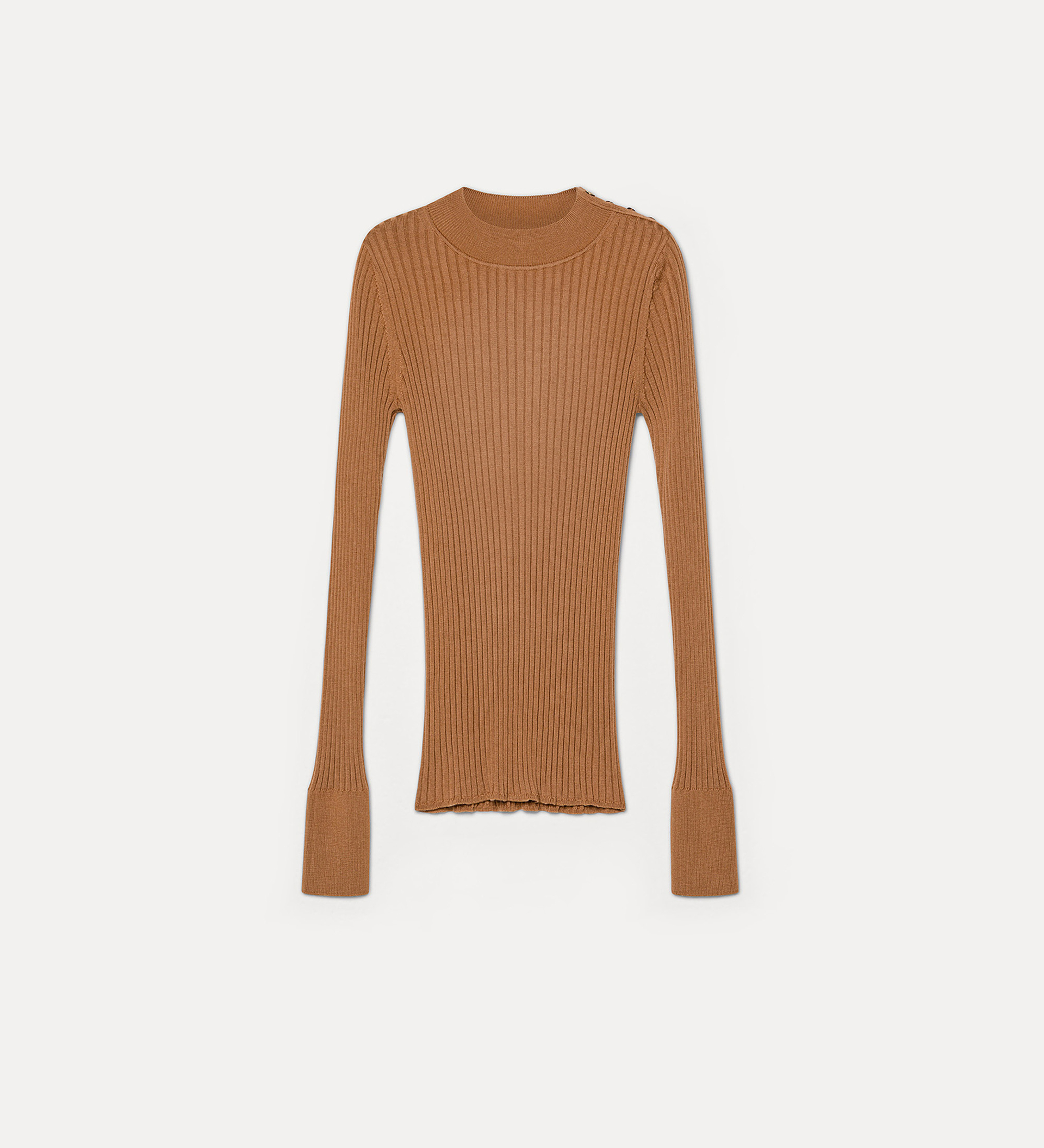 mockneck knit in superfine merino wool with ribbed detailing | forte_forte