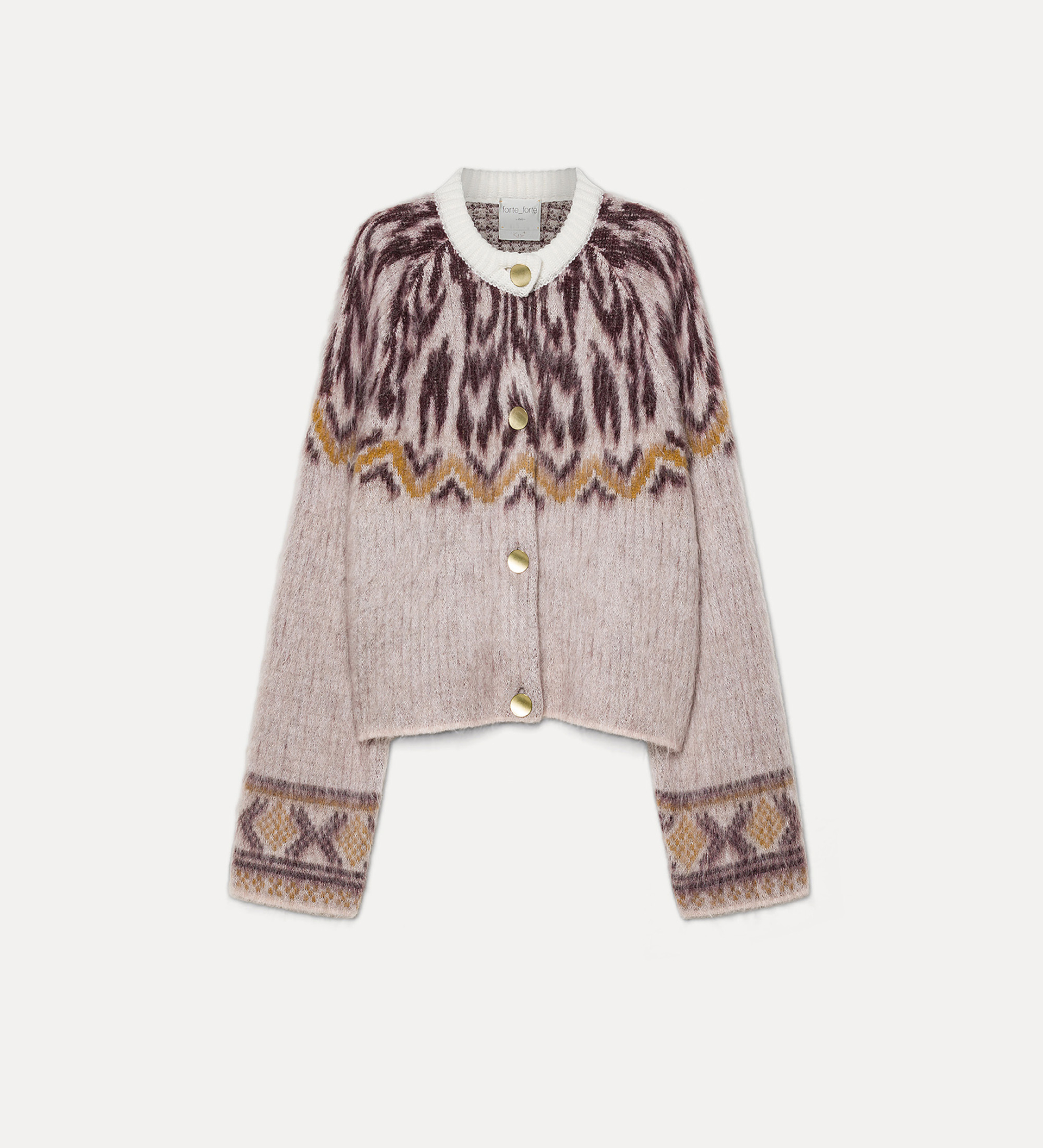 jacquard cardigan in baby alpaca wool | forte_forte
