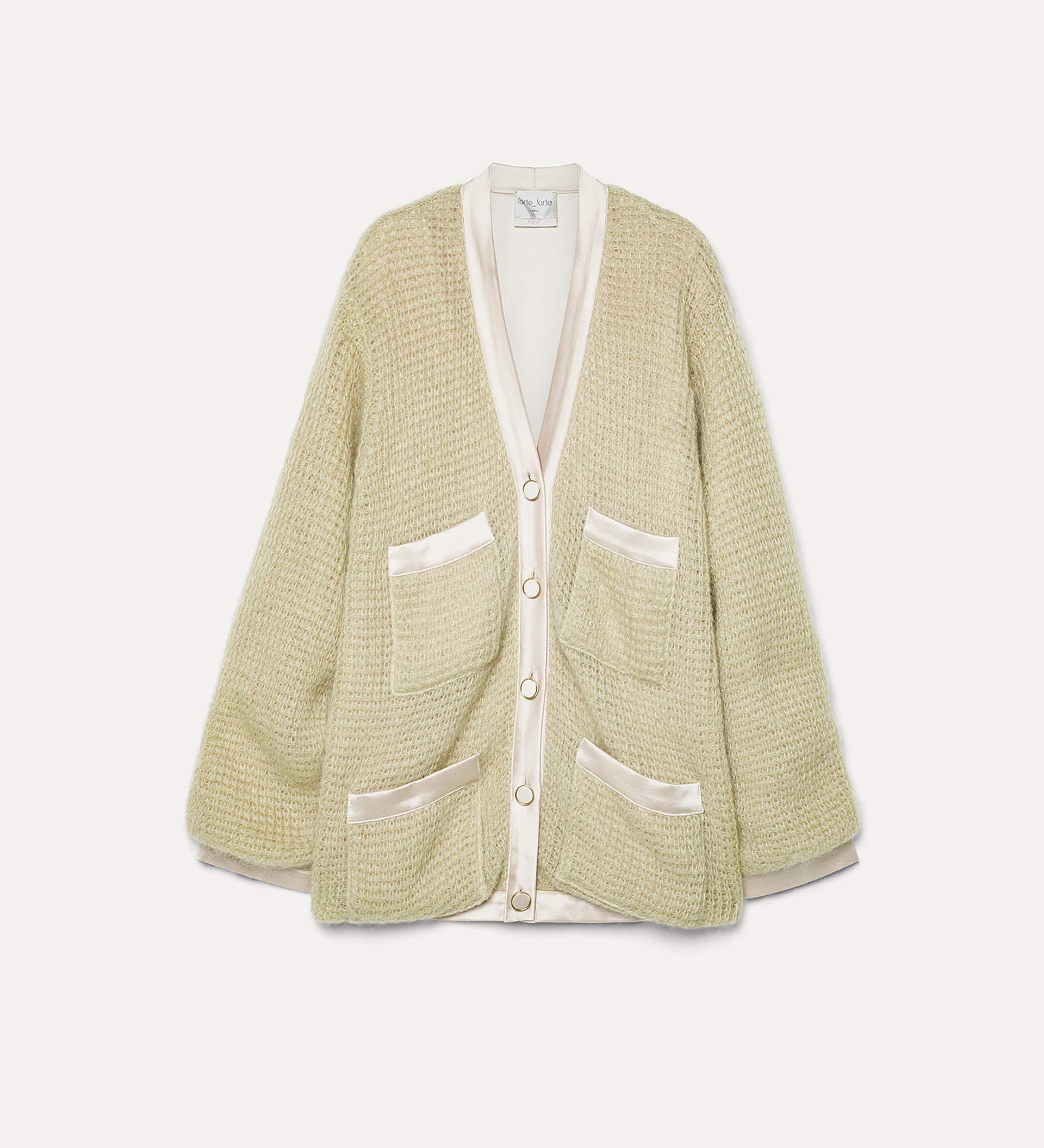 satin–lined cardigan in a waffle pattern | forte_forte
