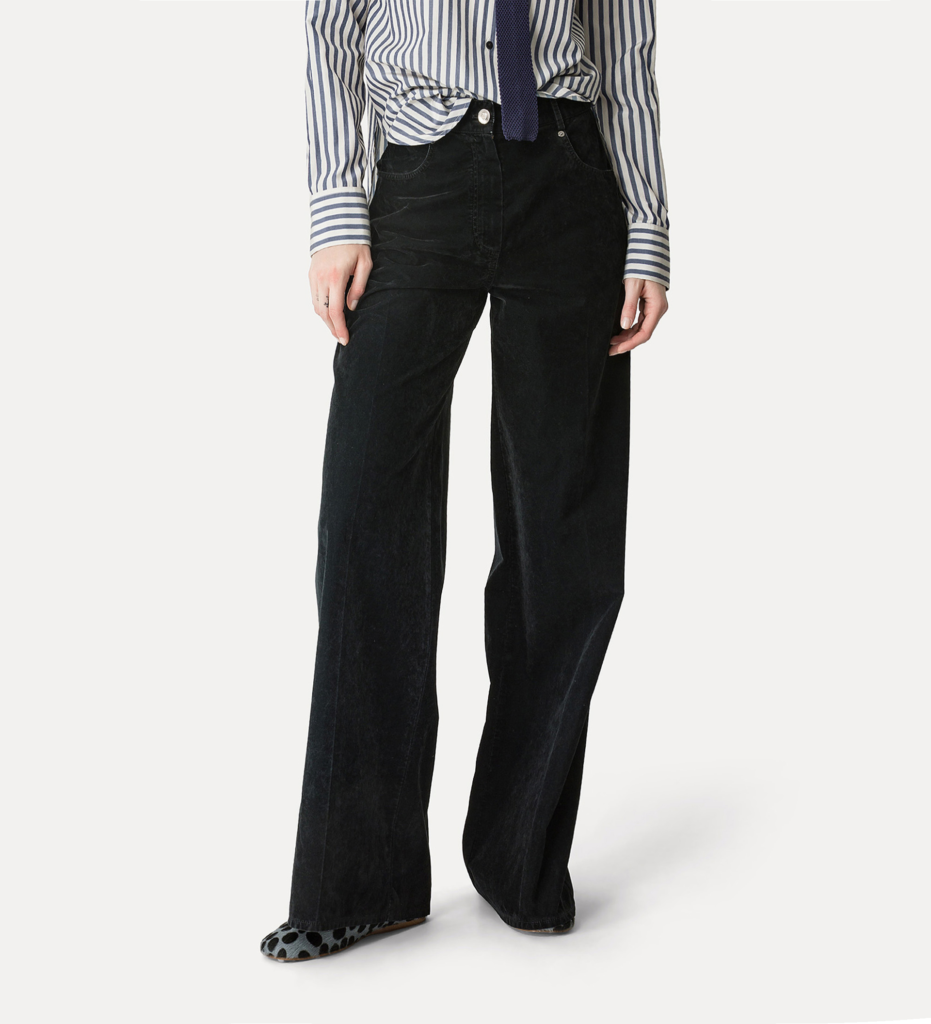 5–pocket trousers in flocked cotton | forte_forte