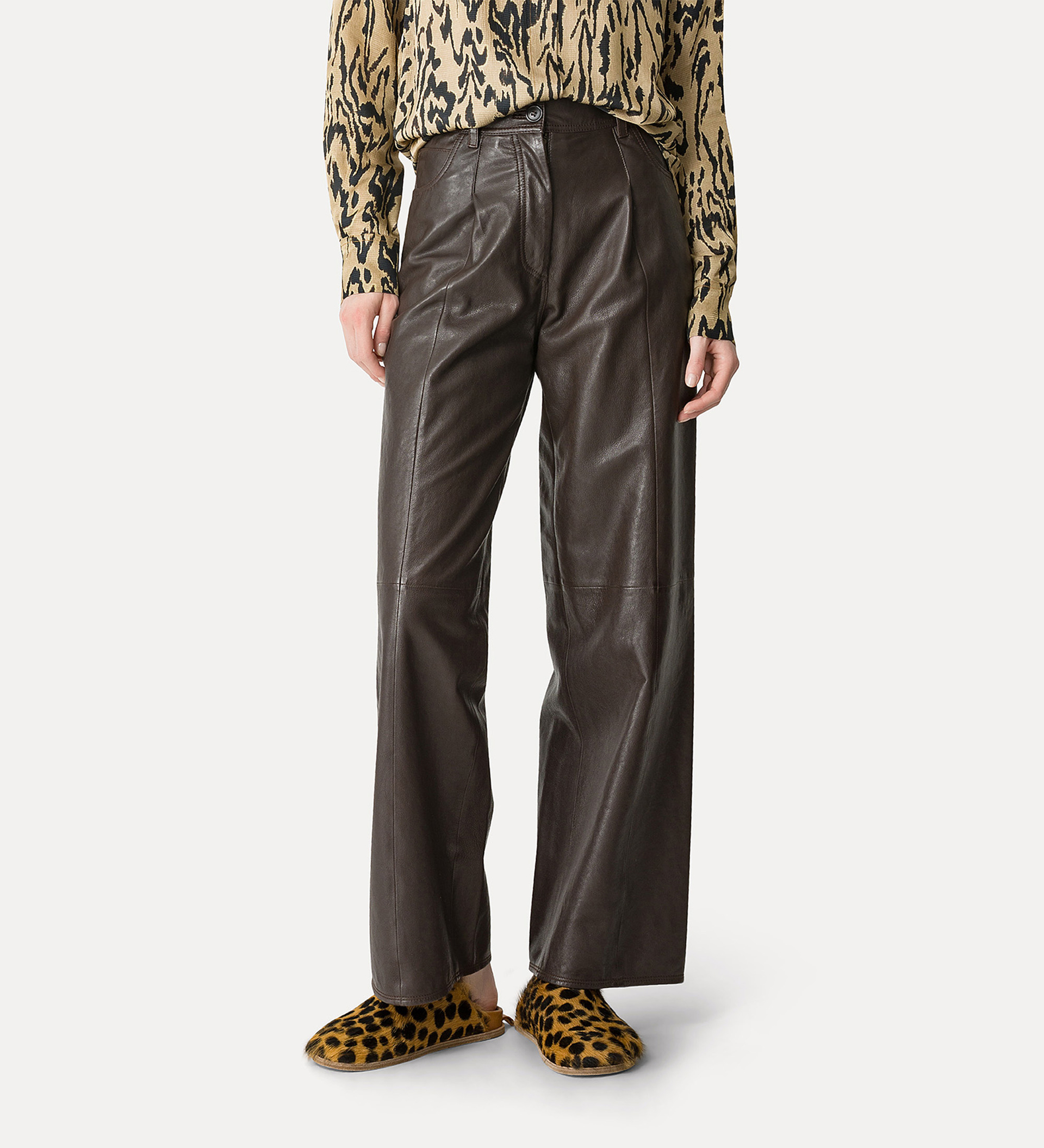 pantalon à 5 poches en cuir | forte_forte